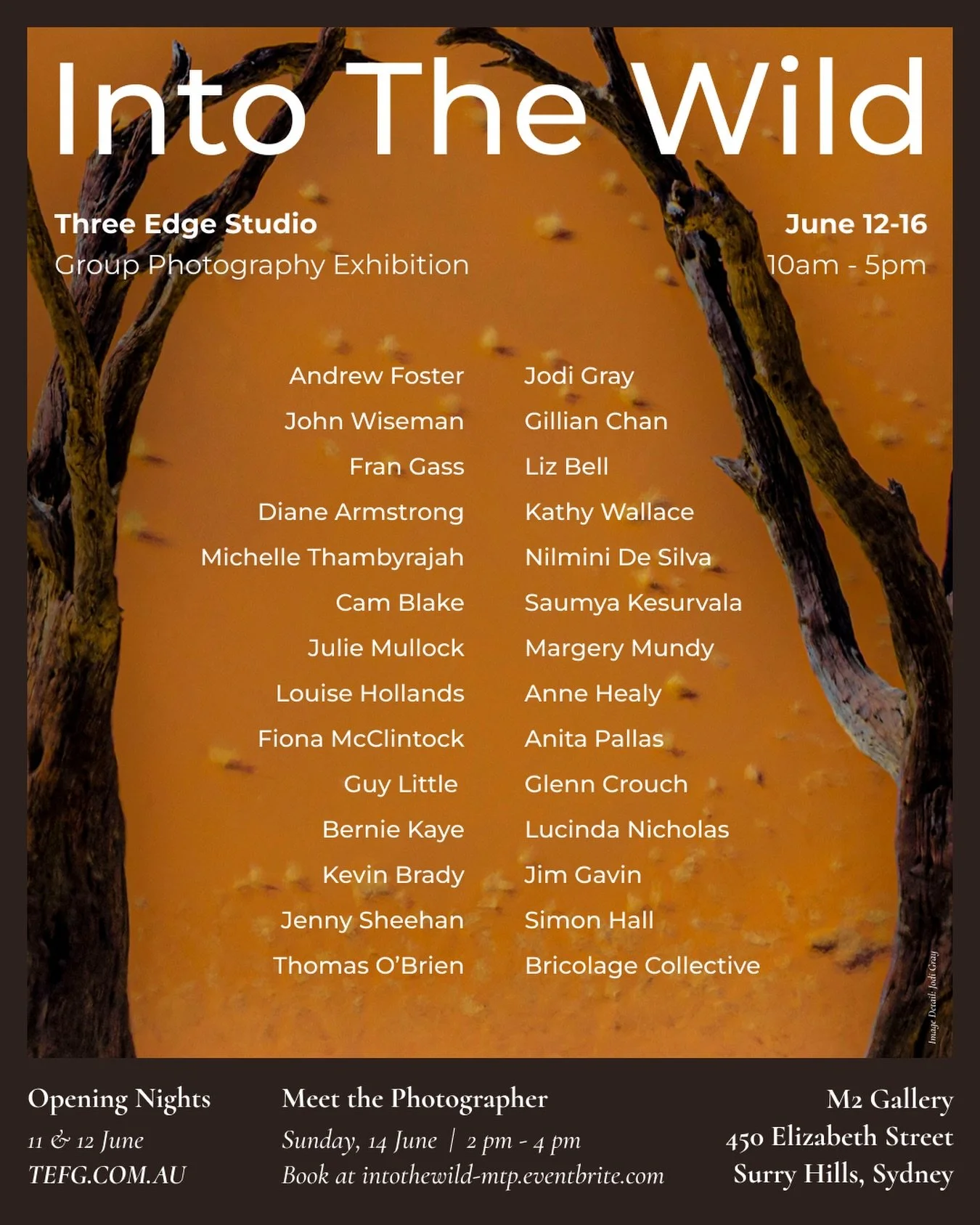 We welcome you all to Into The Wild. Opening the gallery doors in Sydney, Three Edge Studio Group Photography Exhibition presents an outstanding collection of 54 curated photography works by 30 photographers from Australia and New Zealand.

Mark the 