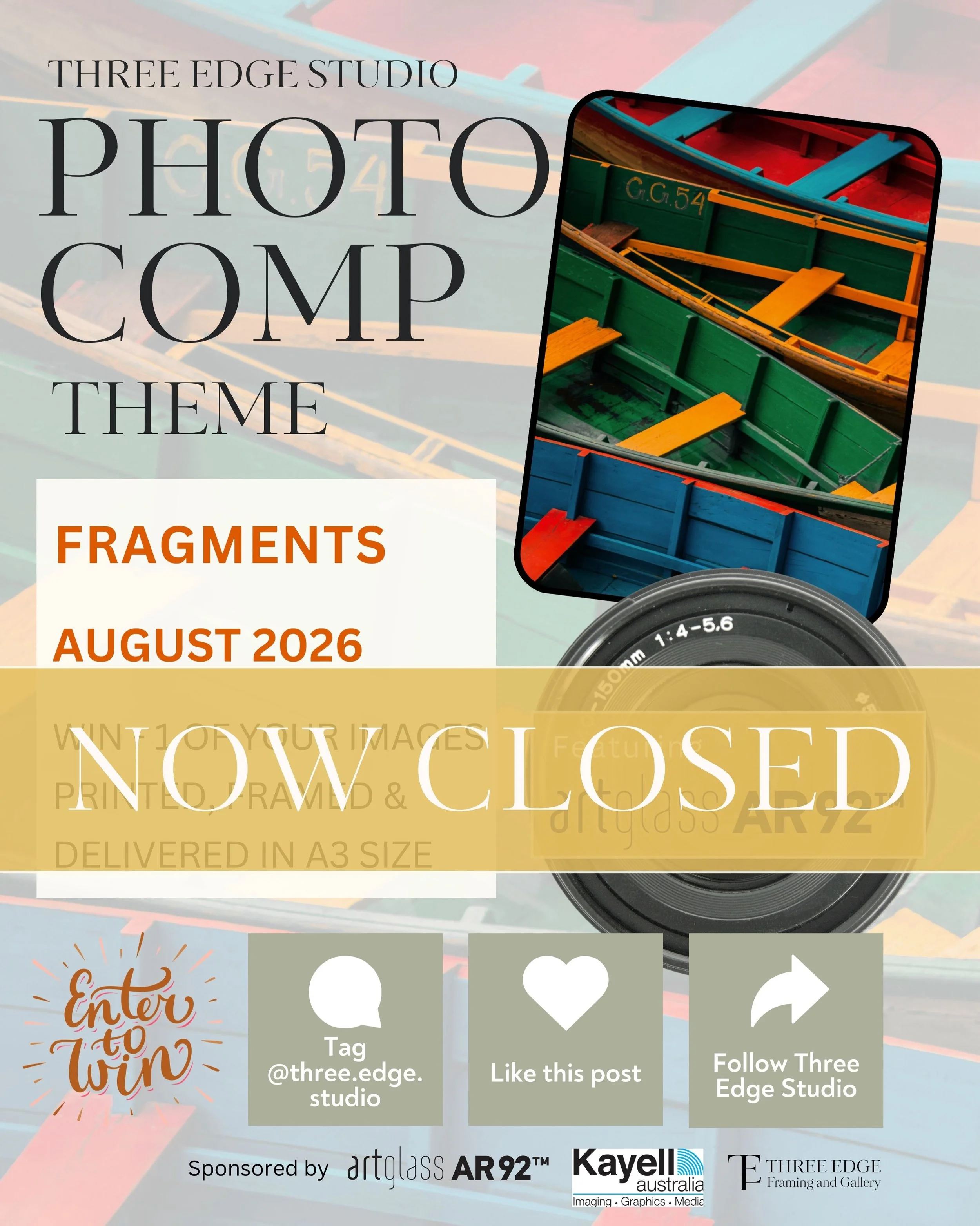 Three Edge National Photo Comp&rsquo;s August theme &lsquo;Fragments&rsquo; is now closed! The winner will be announced by 5pm Monday 31 August with finalists announced shortly prior to this on our Story.

A big thank you to everyone who embraced the