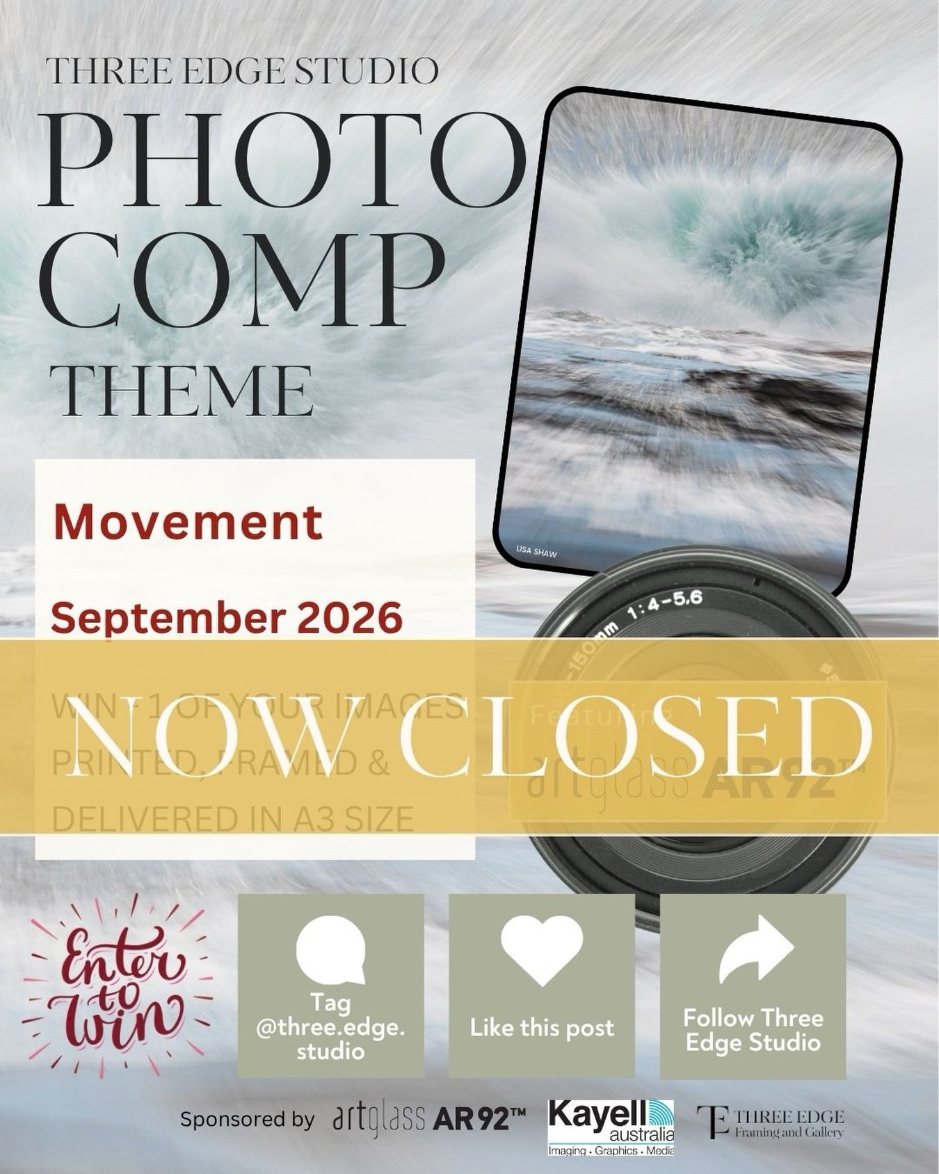 Three Edge National Photo Comp&rsquo;s September theme &lsquo;Movement&rsquo; is now closed! The winner will be announced by 5pm Wednesday 30 September 2026. Get ready for the finalists to be announced shortly prior to this on our Story.

A big thank