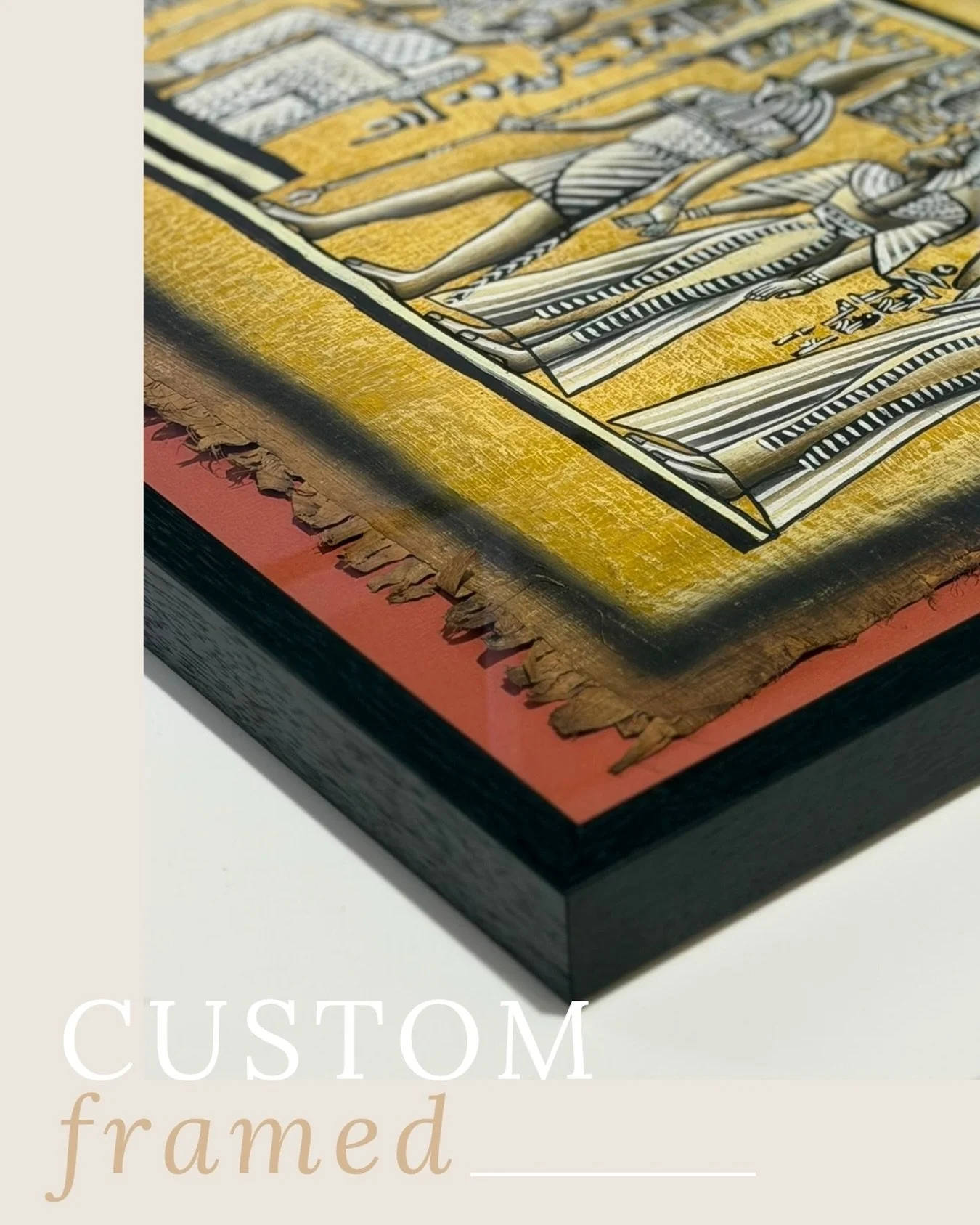 There are several ways to frame beautiful papyrus artworks from Egypt, and our favourite is to float the papyrus on a vibrant matboard so the gorgeous textures &amp; imperfections become a feature 🤎

#customframingsydney #papyrus