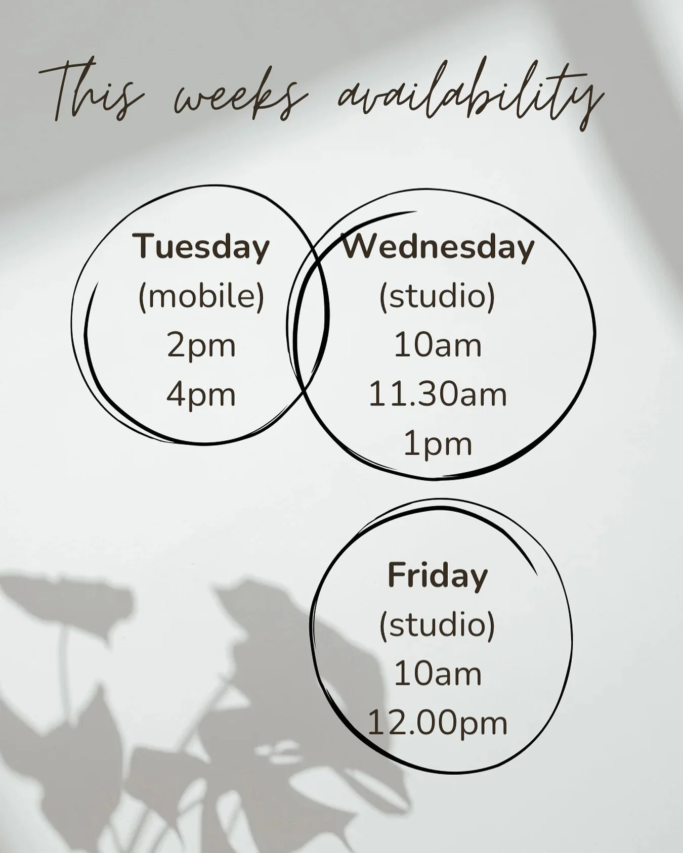 This weeks availability 21/10 - 25/10 

Monday I&rsquo;m unavailable as I&rsquo;ll be receiving my regular remedial massage from the glorious Stef @myotherapy_care 😍

I have In-home/mobile massage appointments available on Tuesday afternoon, after m