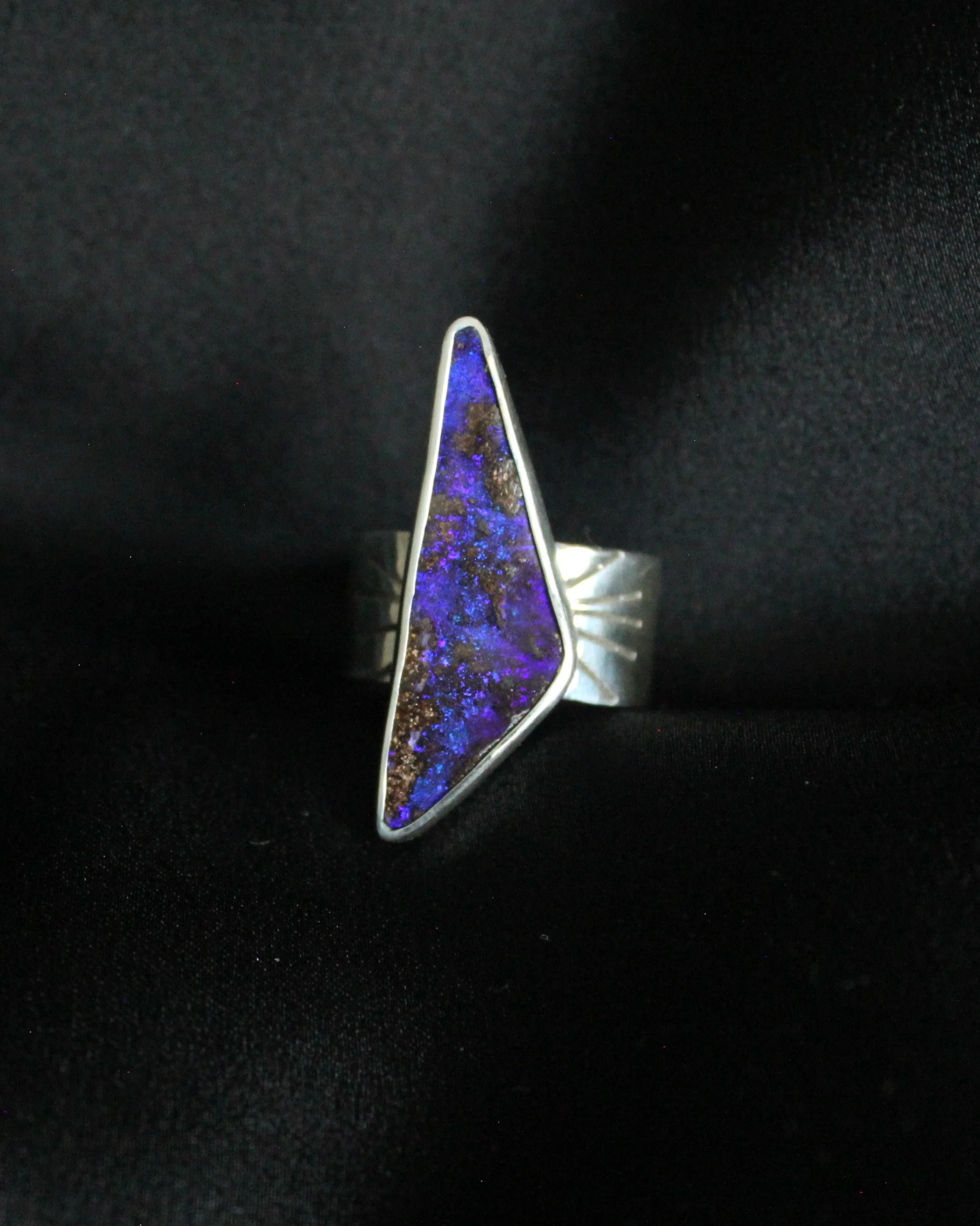 Purple Galaxy Opal Ring - Size 10