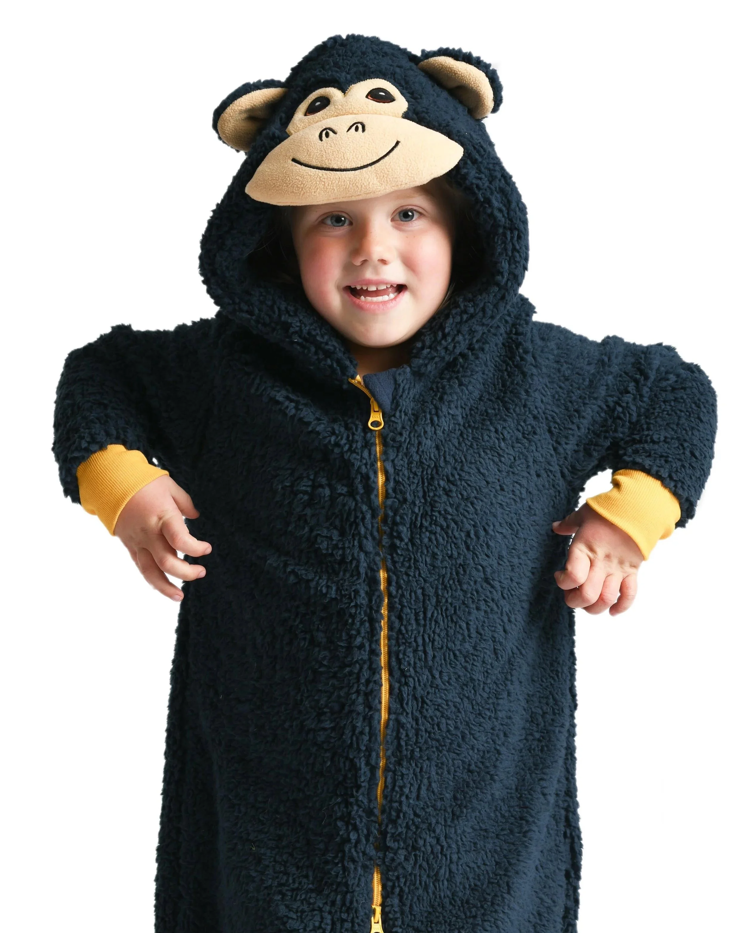 Navy Yellow Monkey Onesie - CLEARANCE SALE