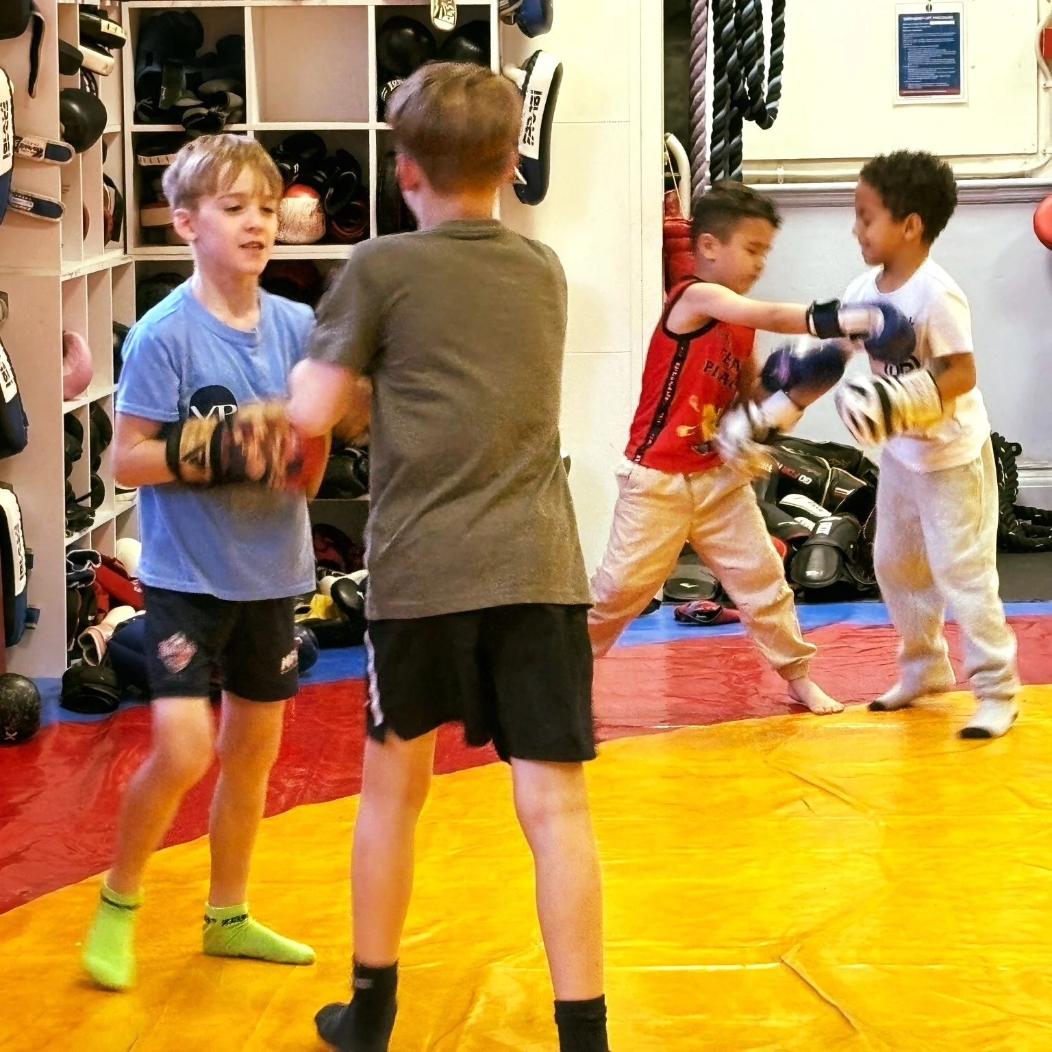 Kids martial arts class striking