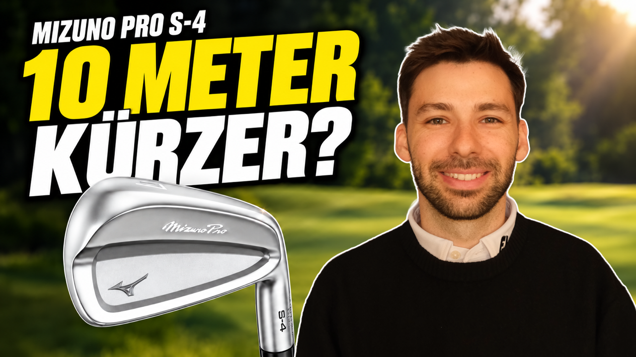 Mizuno Pro S-4 im Weiss-Golf-Test – Thumbnail mit Eisenkopf und der Frage „10 Meter kürzer?“