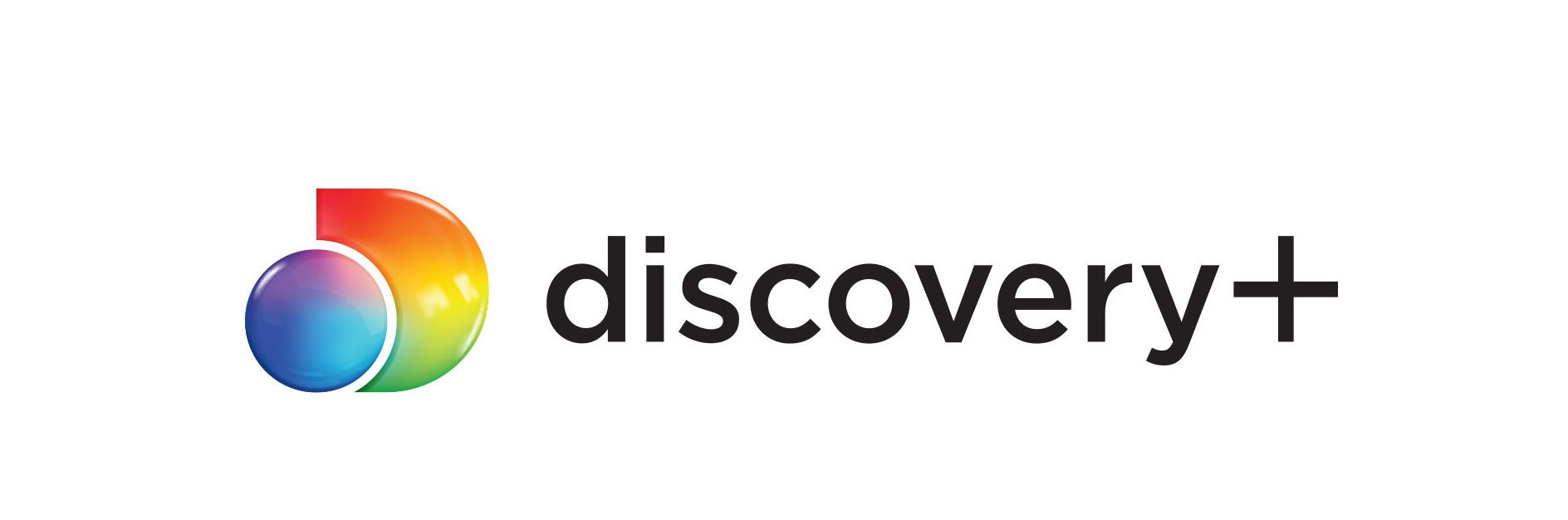 Discovery+ logo with three colorful spheres and the word 'discovery+' in black text.