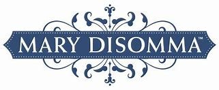 Mary Disomma logo with decorative flourishes and blue background