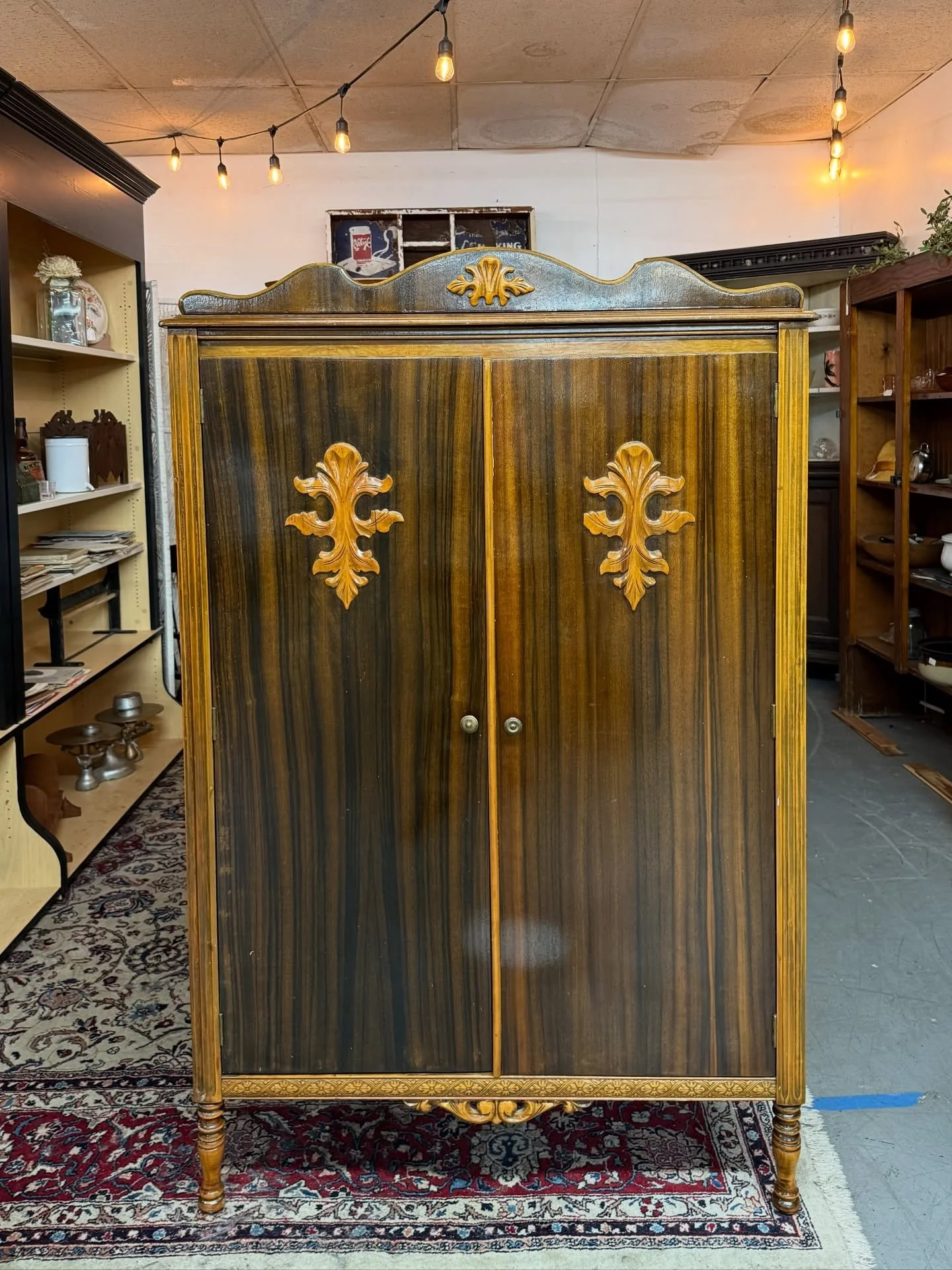 Just a little baby wardrobe with a big personality! Small spaces deserve closets with charisma, too! 
61” high and 38” wide. 
Price via DM
See you 10 - 5 today.