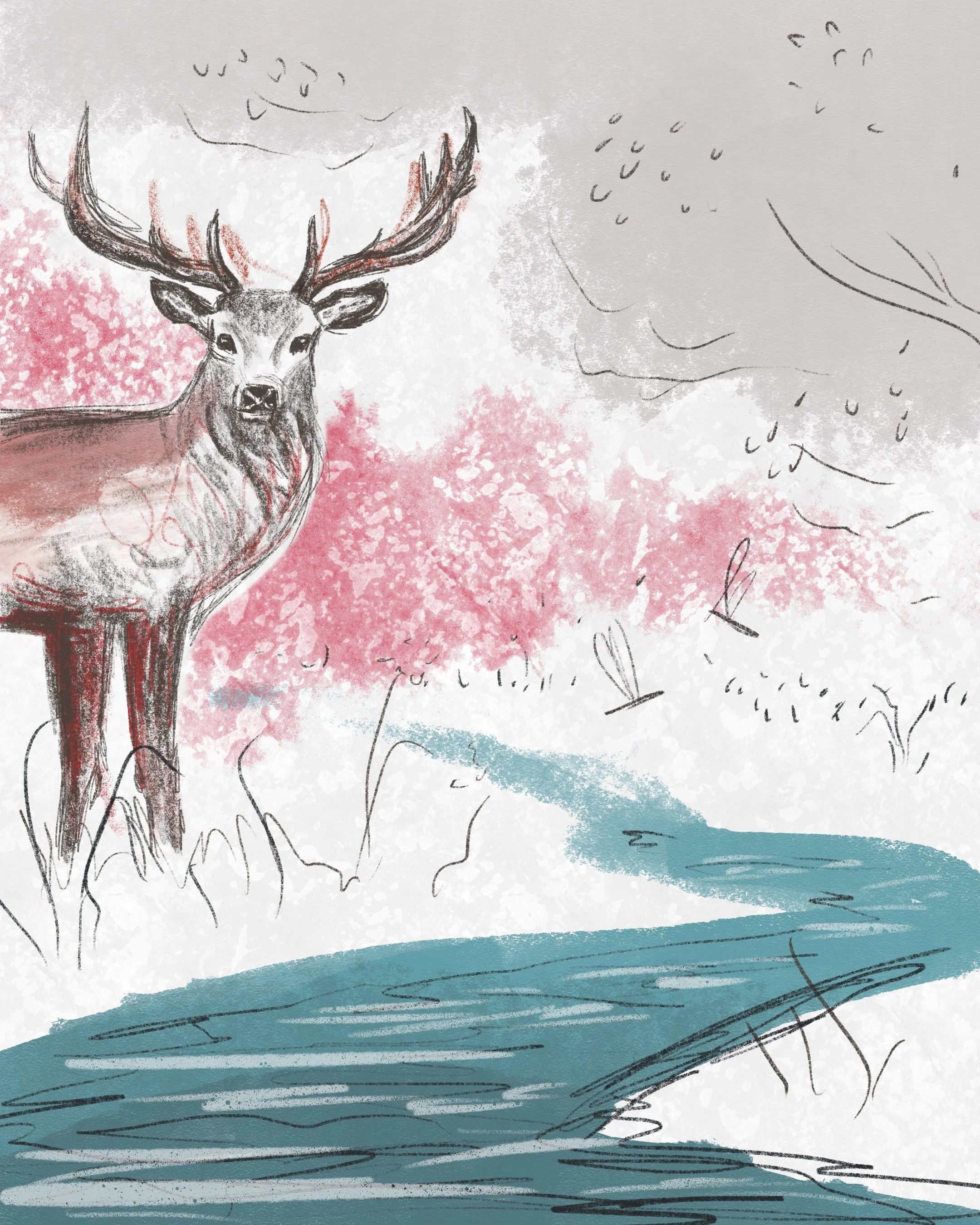 "Boy With Red Stag" by George Richards