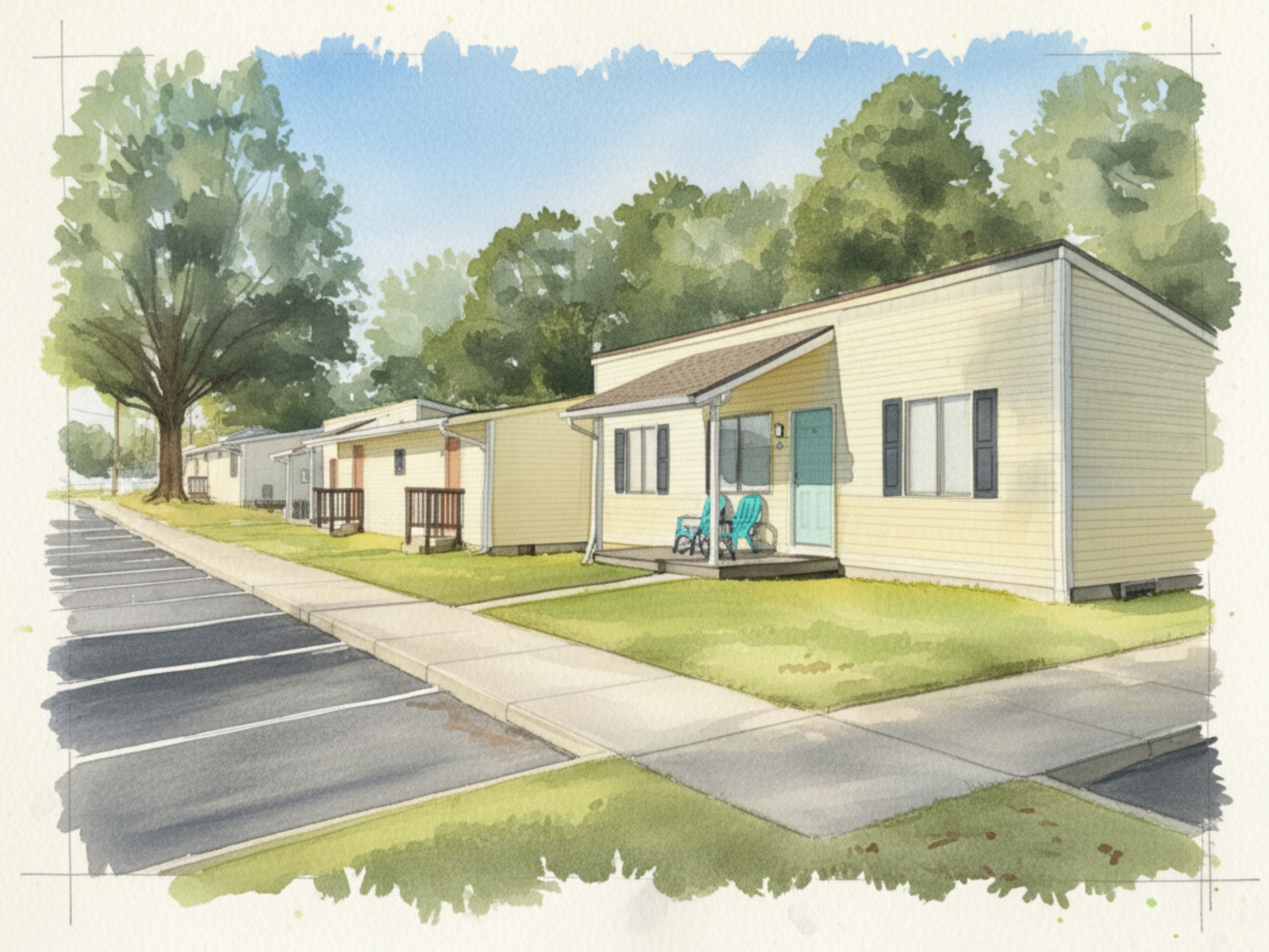 Drawing of the exterior of the Parks at Lanier a 93 unit property for sale in Statesboro, GA.