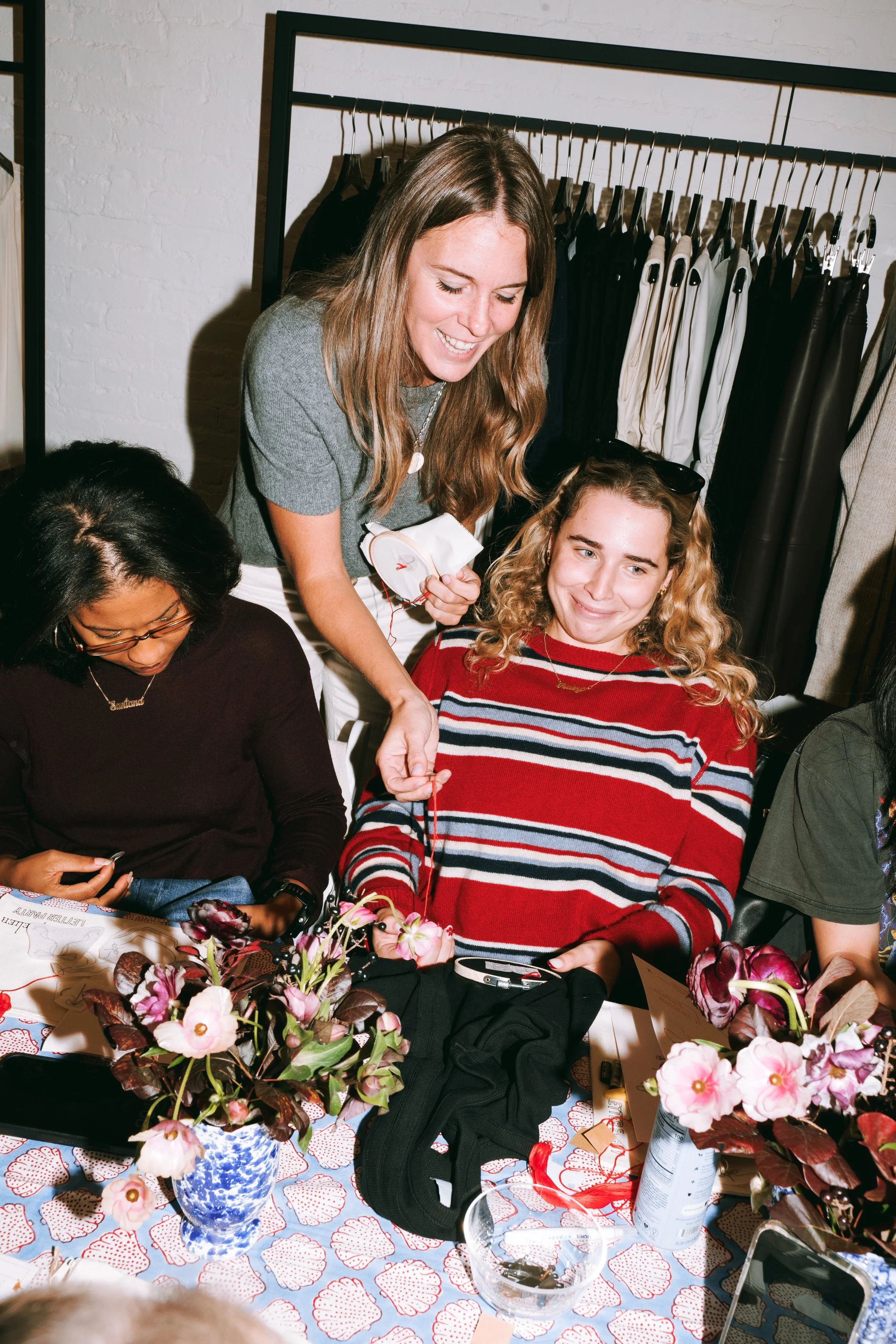 Embroidery workshop at an influencer event