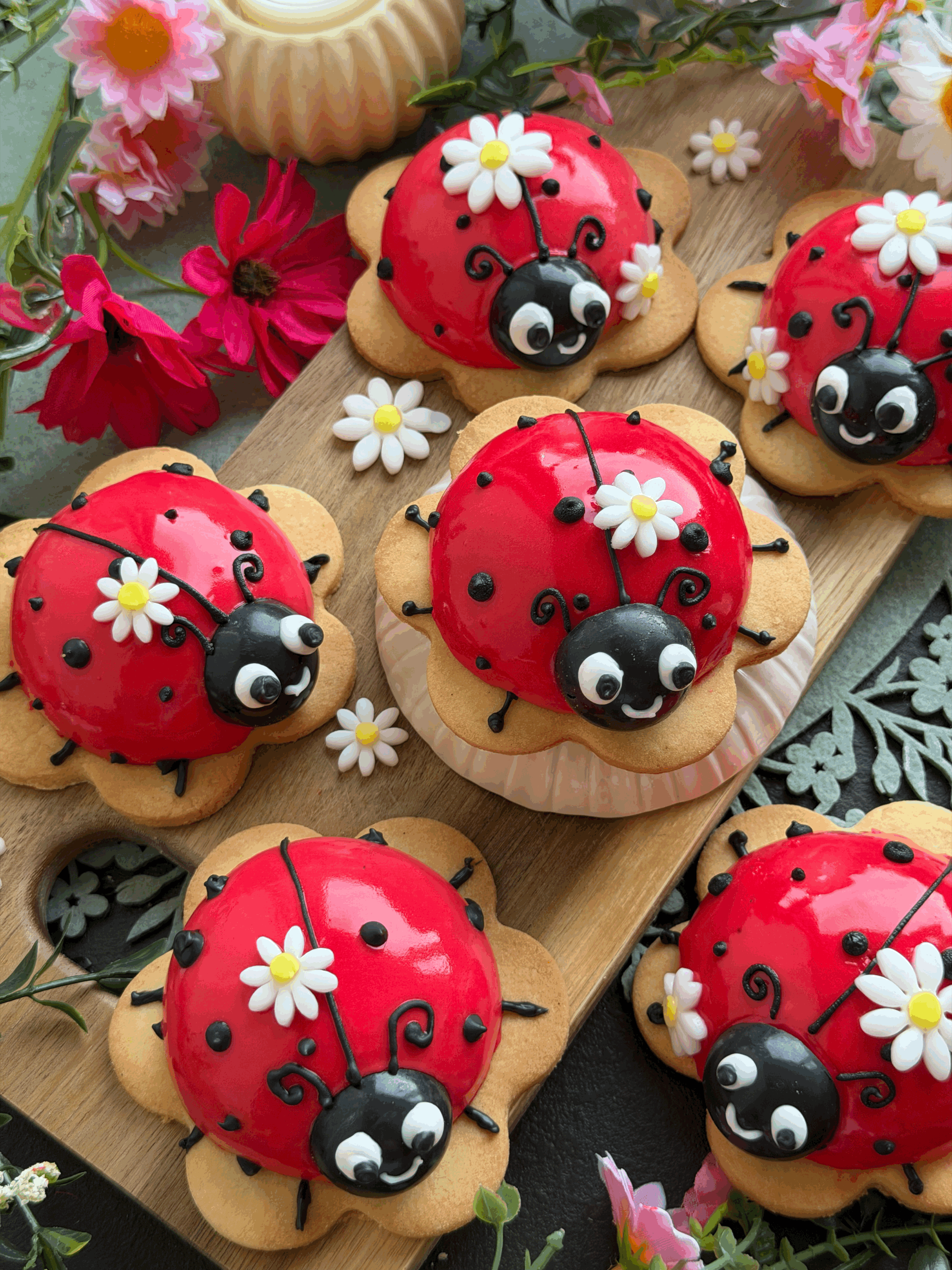 Ladybug Strawberry Mousse Domes
