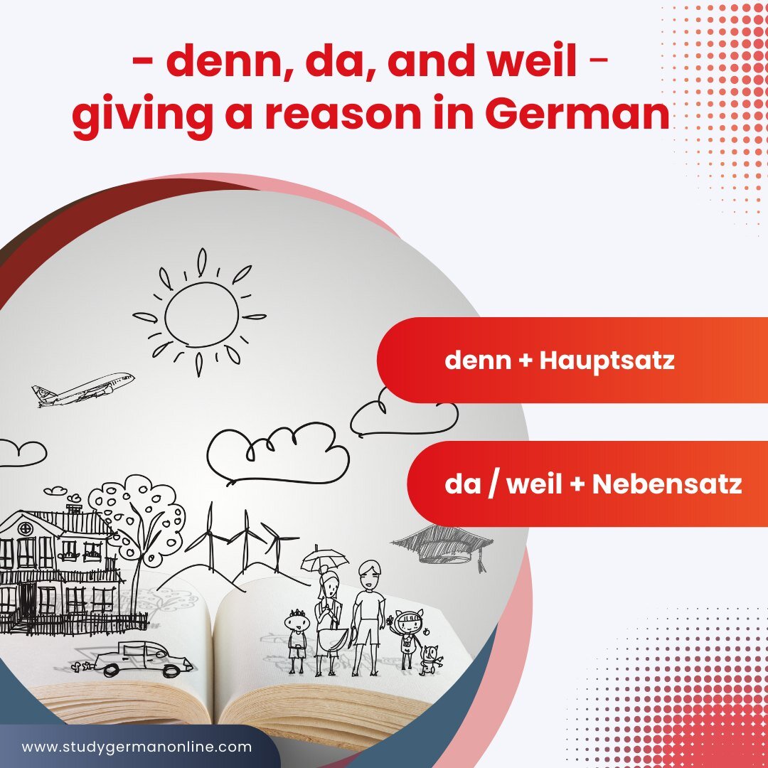 Do you want to learn how to express a reason in German? This article explains the differences between &quot;denn&quot;, &quot;da&quot;, and &quot;weil&quot; so you can use them correctly!

https://tinyurl.com/3hcu79hr

#deutschkurs #german #grammar #