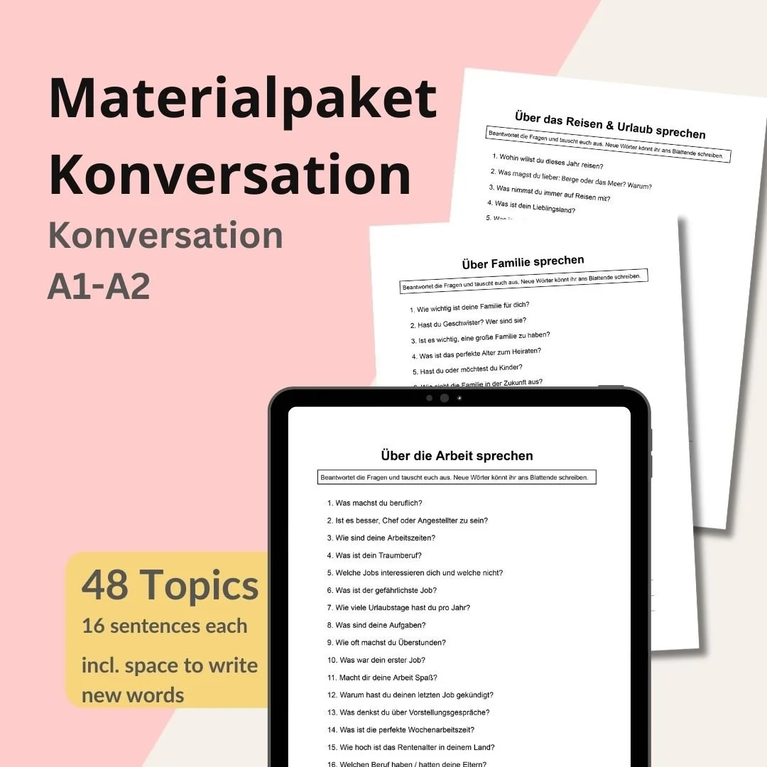 48 German Conversation Worksheets Bundle: Speaking A1-A2 | PDF