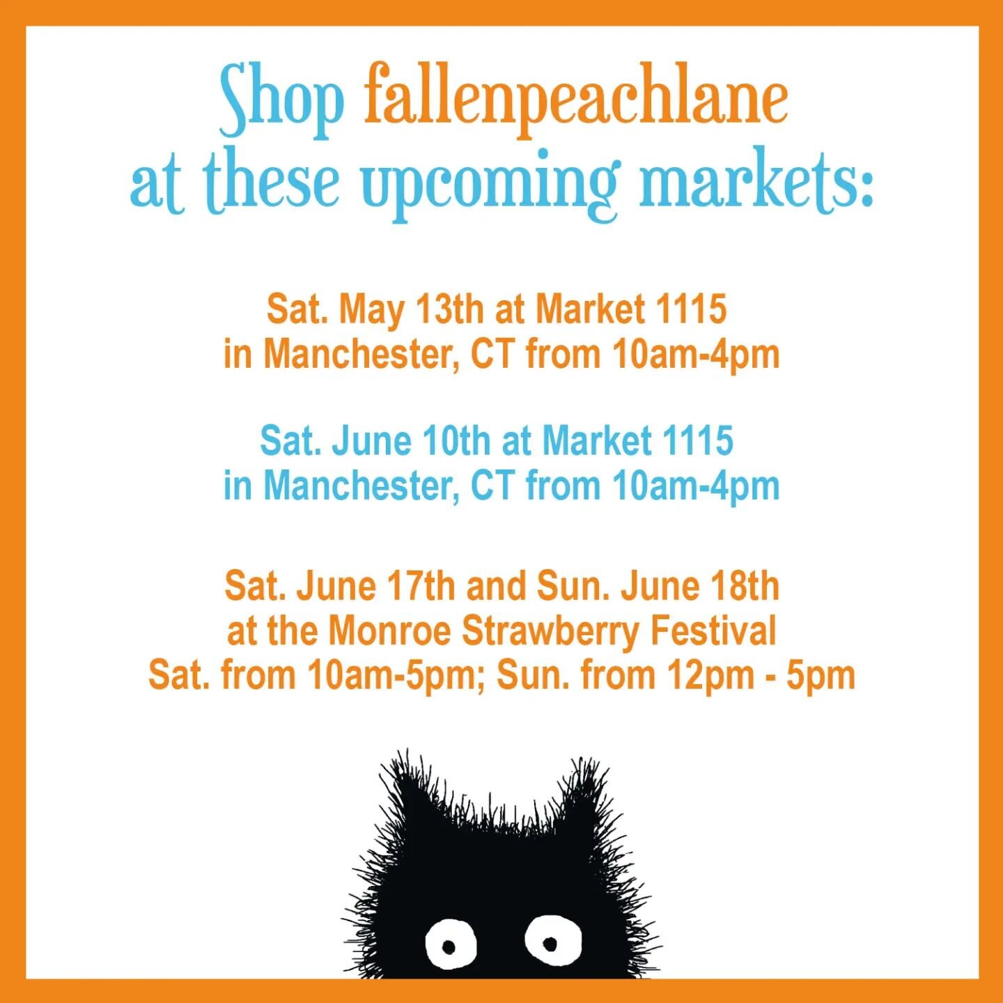 Upcoming markets: We will be at @themarket1115 on 5/13 and 6/10. Then, find us at the Monroe Strawberry Festival on June 17th and 18th! Details at the link in our bio.
.
.
.
#fallenpeachlane #ctartist #connecticut #craftfair