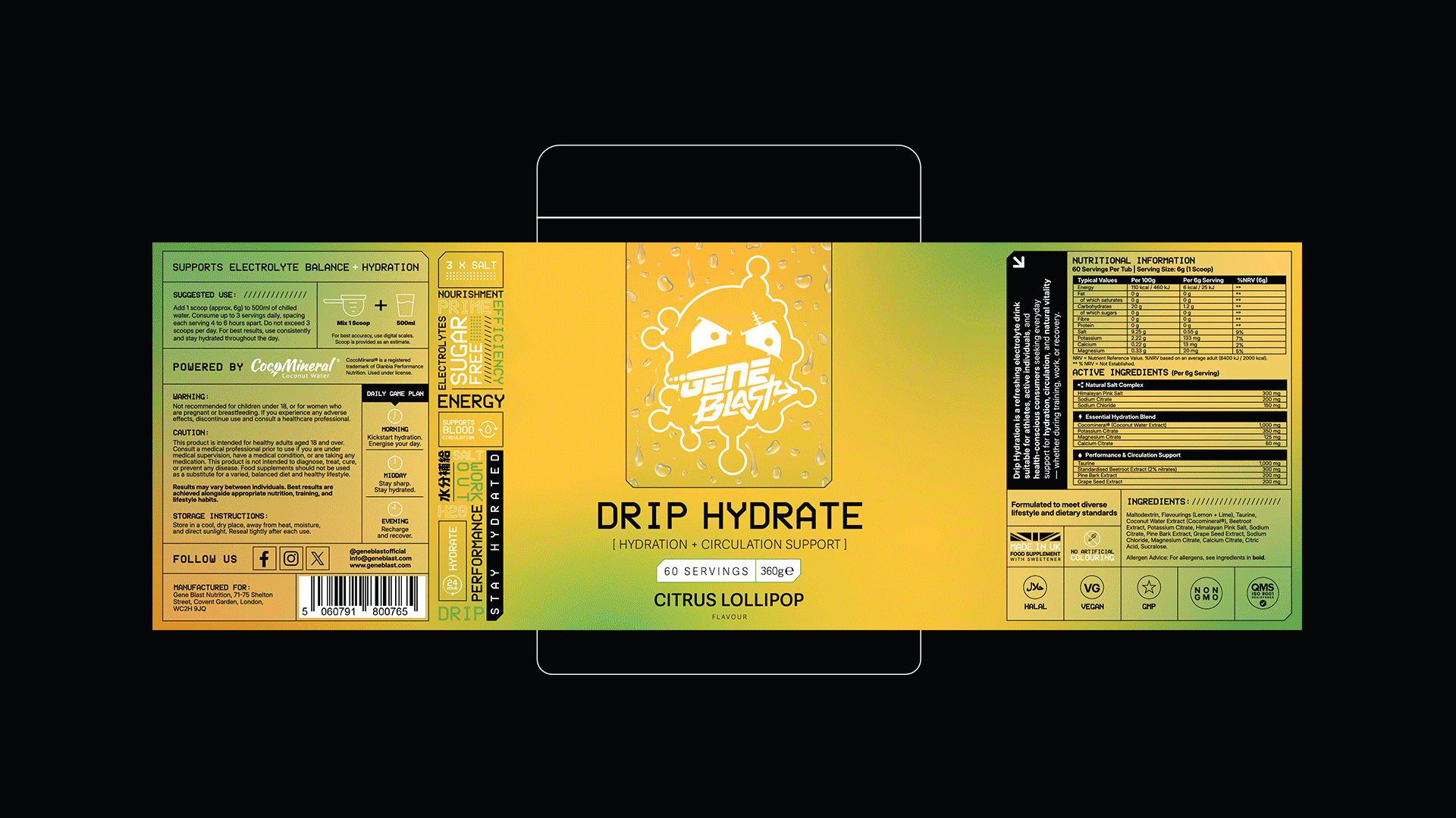 Gene Blast Hydration Labels