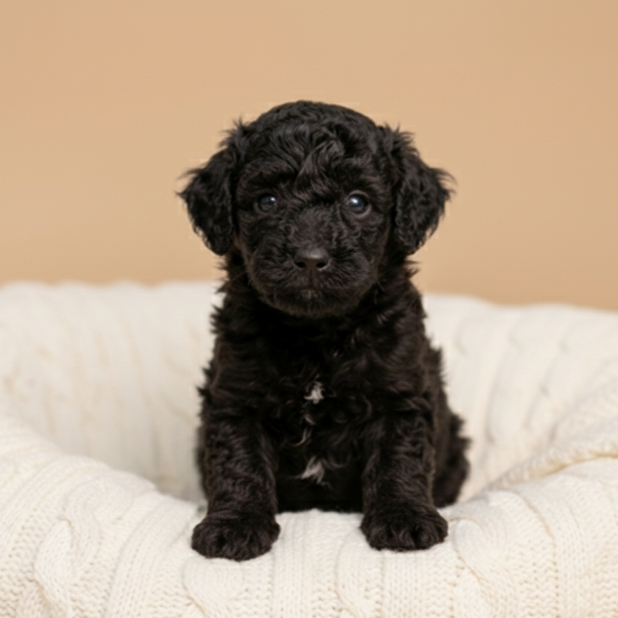 Male black Miniature Poodle puppy