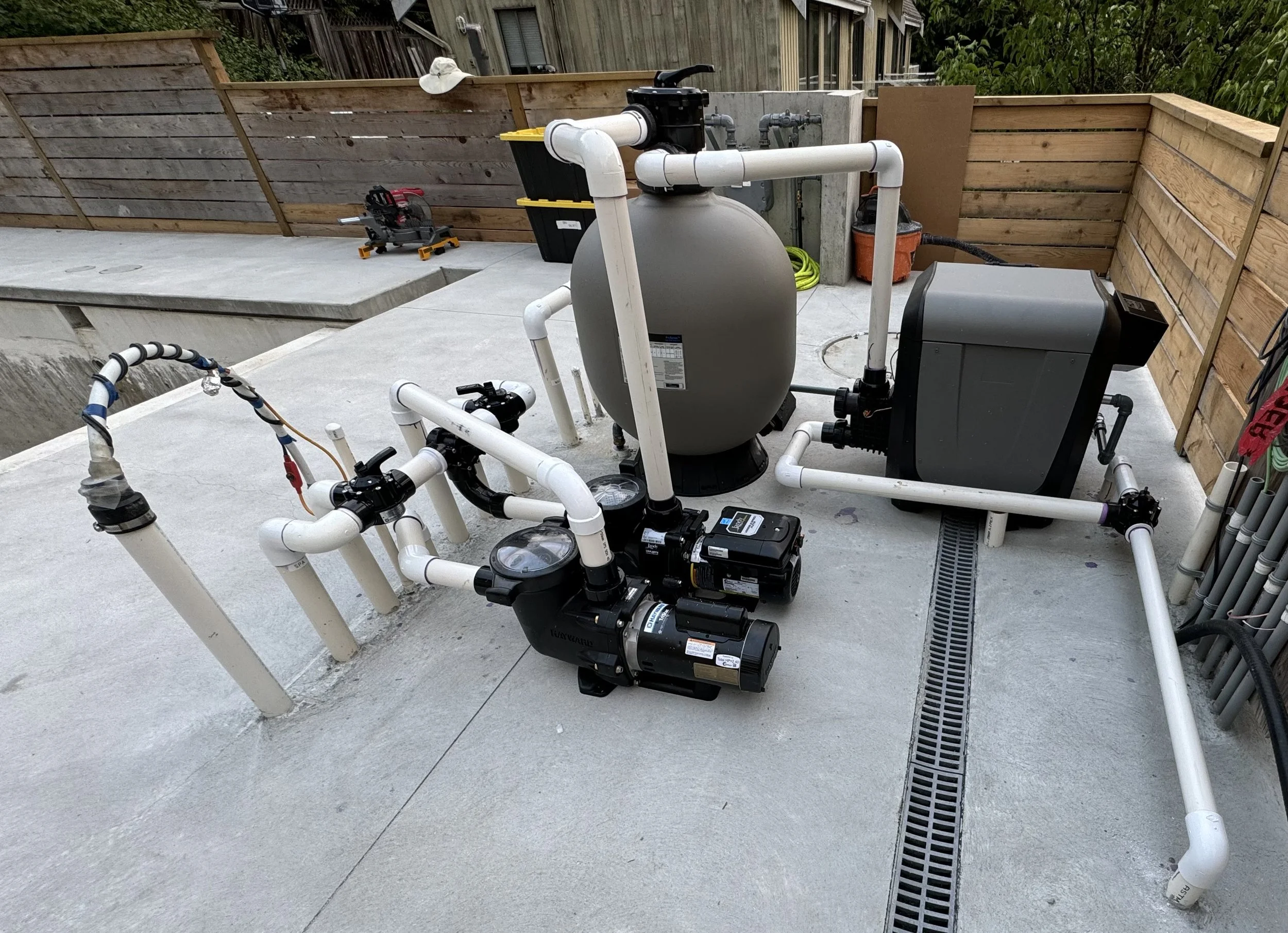 Newly installed pool equipment