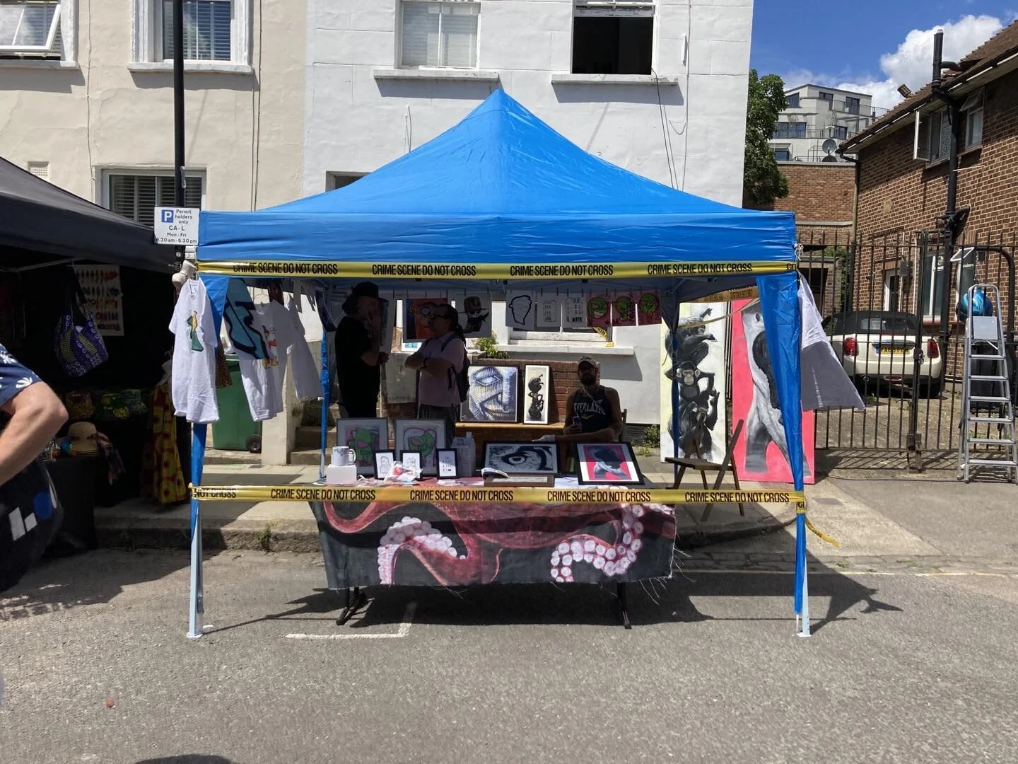 Alma street festival. Kentish Town. Some friends and I with our art stall on Sunday, the 3rd of July. Perfect weather great day and successful all-round 🕺🏼#almastreetfestival2022 #kentishtowwn #art