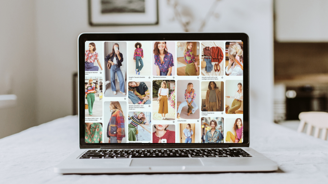 Laptop screen showing Pinterest board