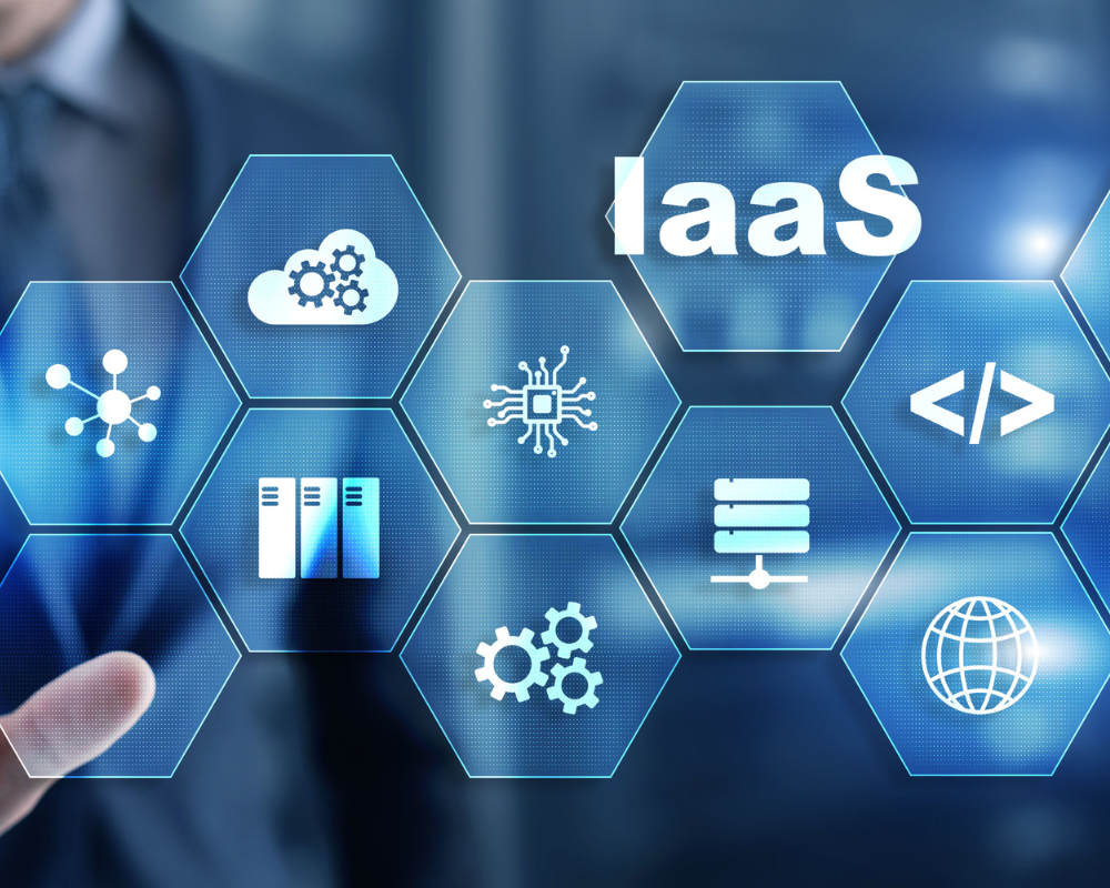 Modern image of icons inside of hexagons to show infrastructure as a service.