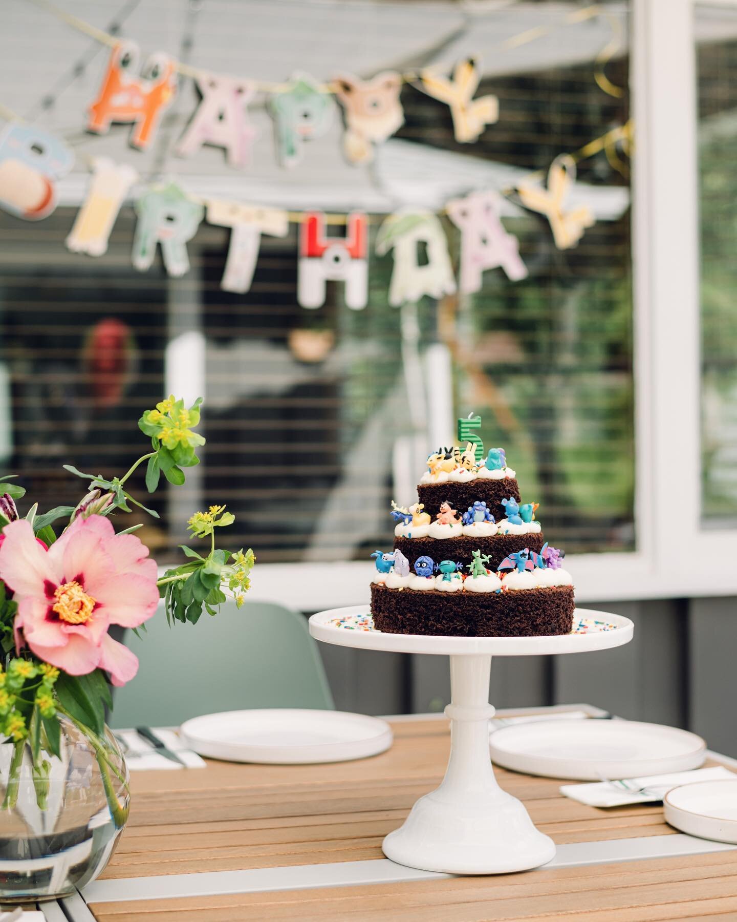 pok&eacute;mon party and the cake designed by the birthday boy himself