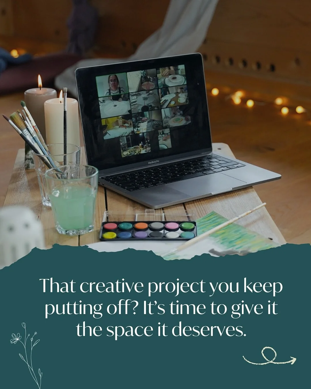 Your creativity doesn&rsquo;t ask for perfection. It simply asks for presence.

Each week at the well, we hold space for just that: one beautiful, focused hour to show up for yourself and your creativity.

No lessons. No pressure. Just you, your chos
