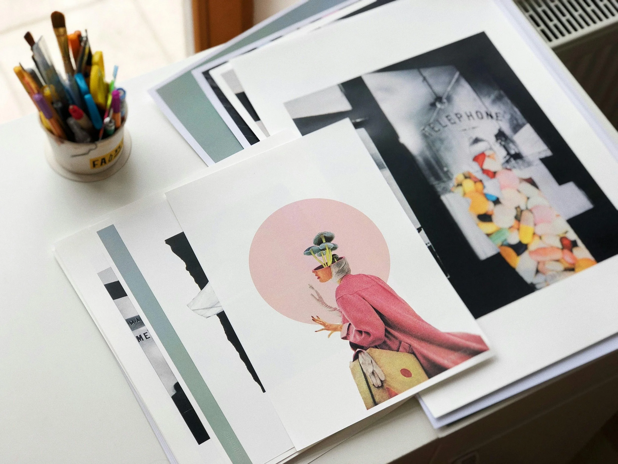 a collection of supplies and materials to make a vision board