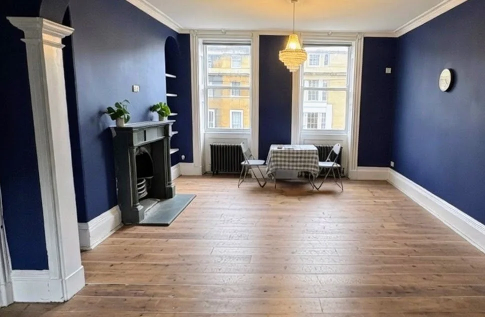 Reclaimed floor boards sanded stained and oiled in Bath renovation
