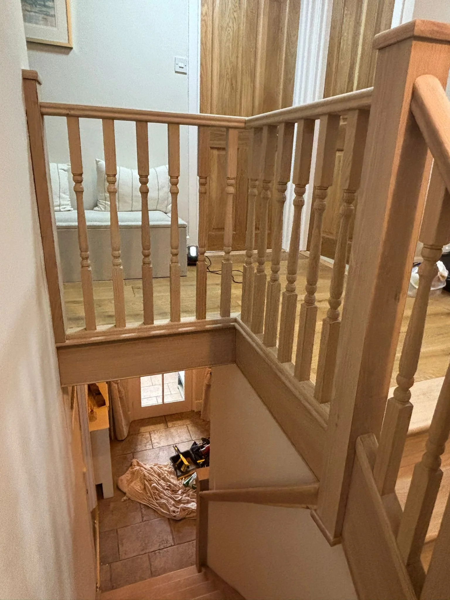 New bannister and spindles and newel post installed in Bristol