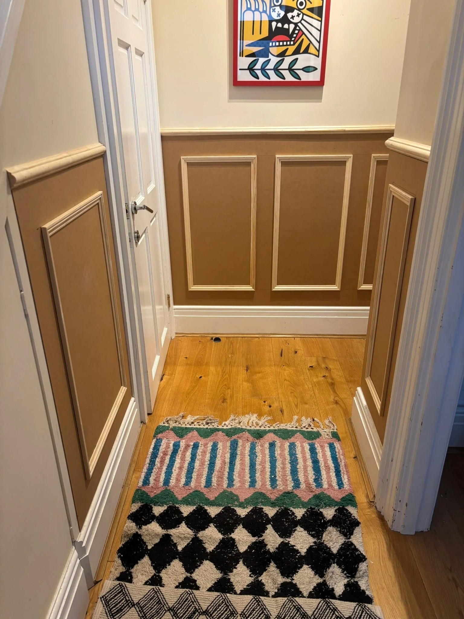 Wall panelling installed in a hallway in Bristol, completed ready for painting