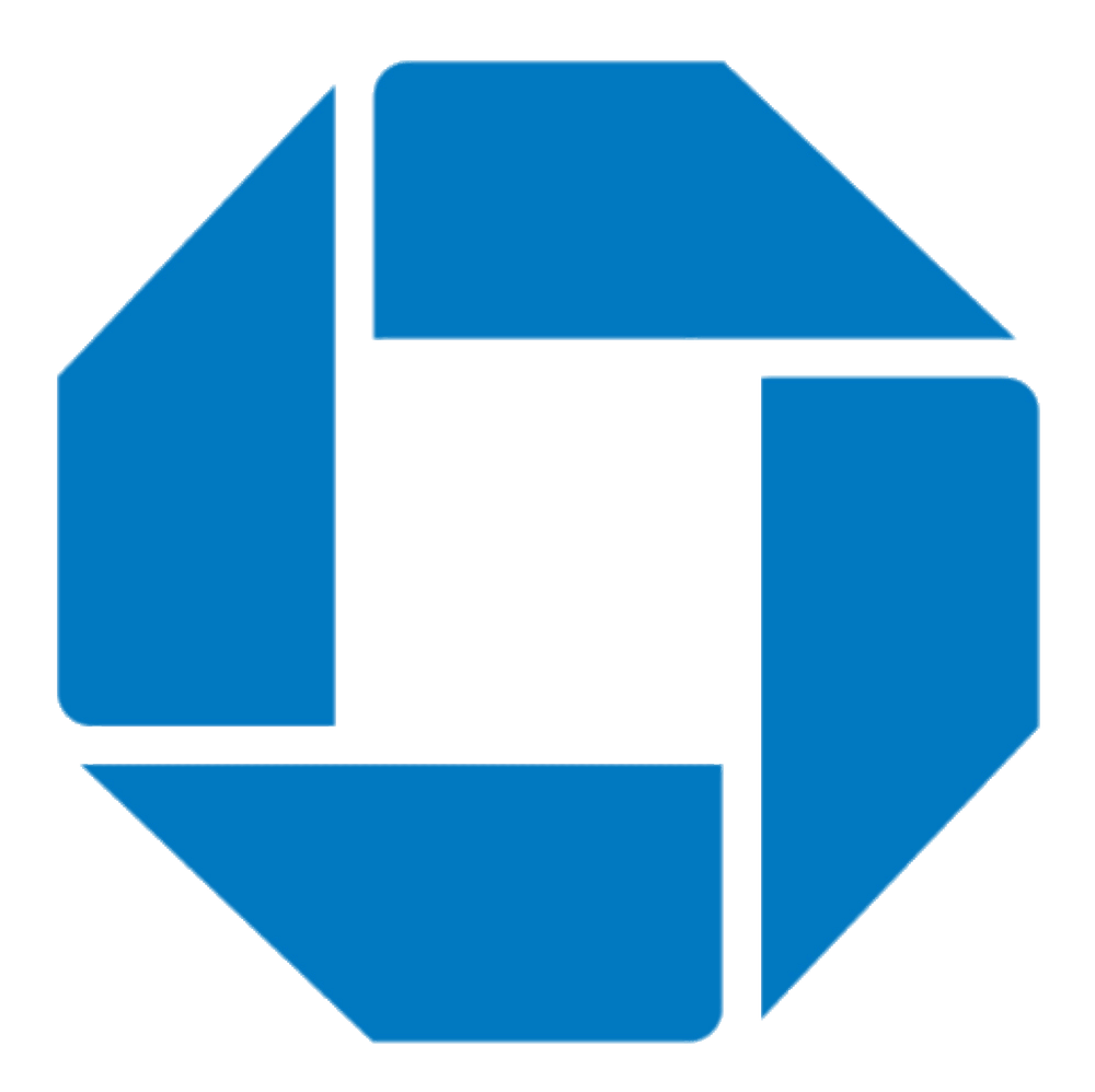 Blue geometric logo composed of seven shapes forming an octagon with a hollow center.