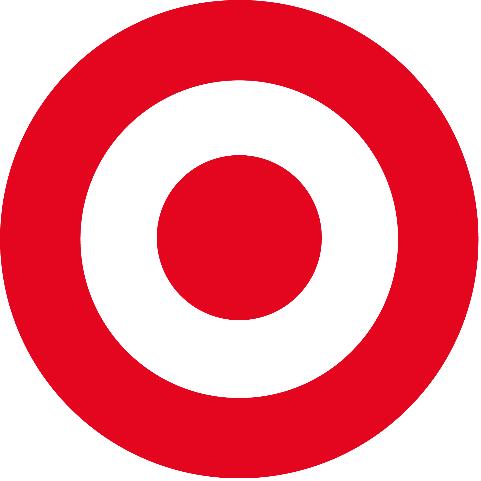 A red and black bullseye target with concentric circles.