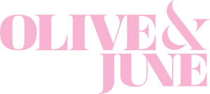 Text saying 'Olive & June' in pink and black lettering