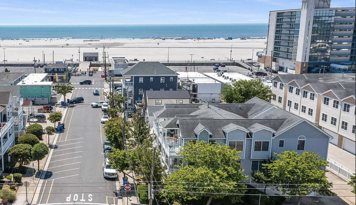 Ariel view of the condo building and proximity to the beach