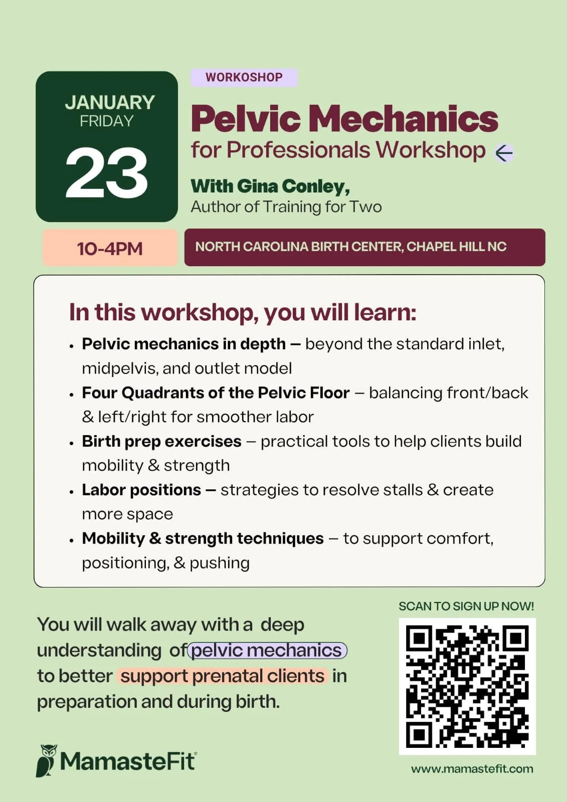 Pelvic Mechanics for Professionals Workshop