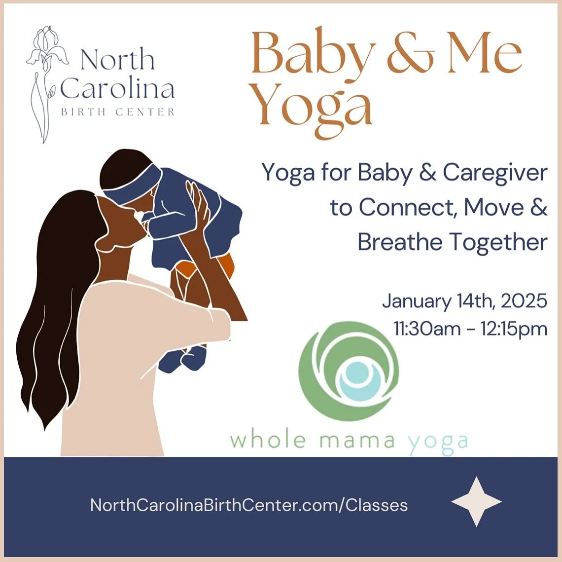 Ready for some Baby &amp; Me Yoga?!
Whole Mama Yoga is hosting their FREE Baby &amp; Me Yoga Class in our Gather104 Space.

Connect, breathe, and move together in a supportive space just for you and your baby (ages 0&ndash;11 months).

Class includes