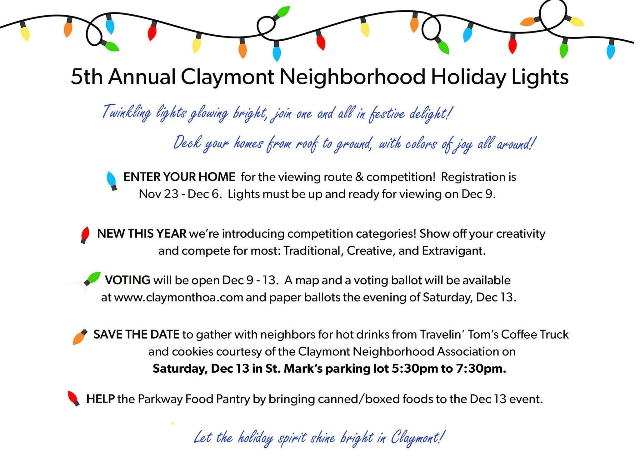 Claymont Subdivision Holiday Lights Competition 2025