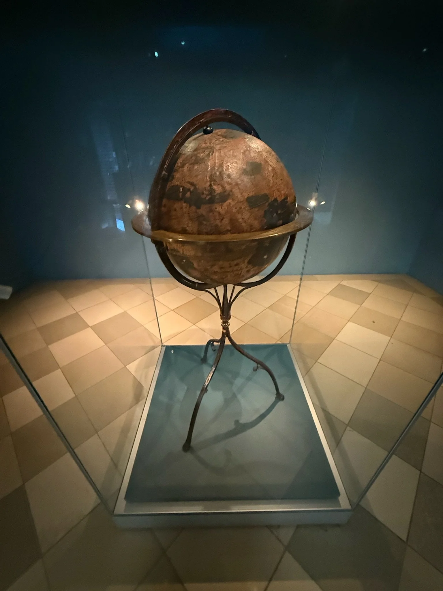 UNESCO Globe used by Europeans to chart Trans-Atlantic Slave Trade with incorrect continent locations. Oldest globe.