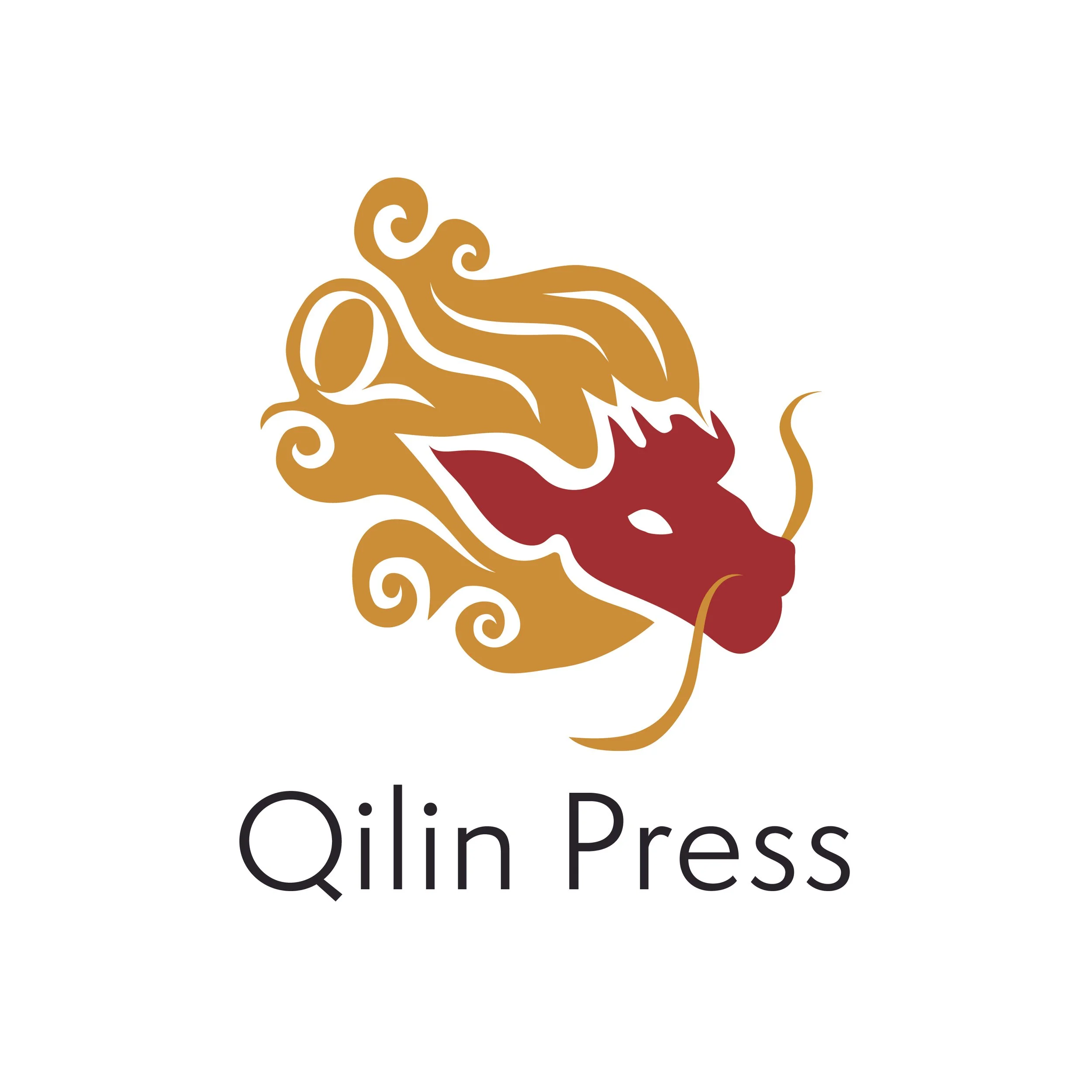 An icon of a mythical qilin in gold and red