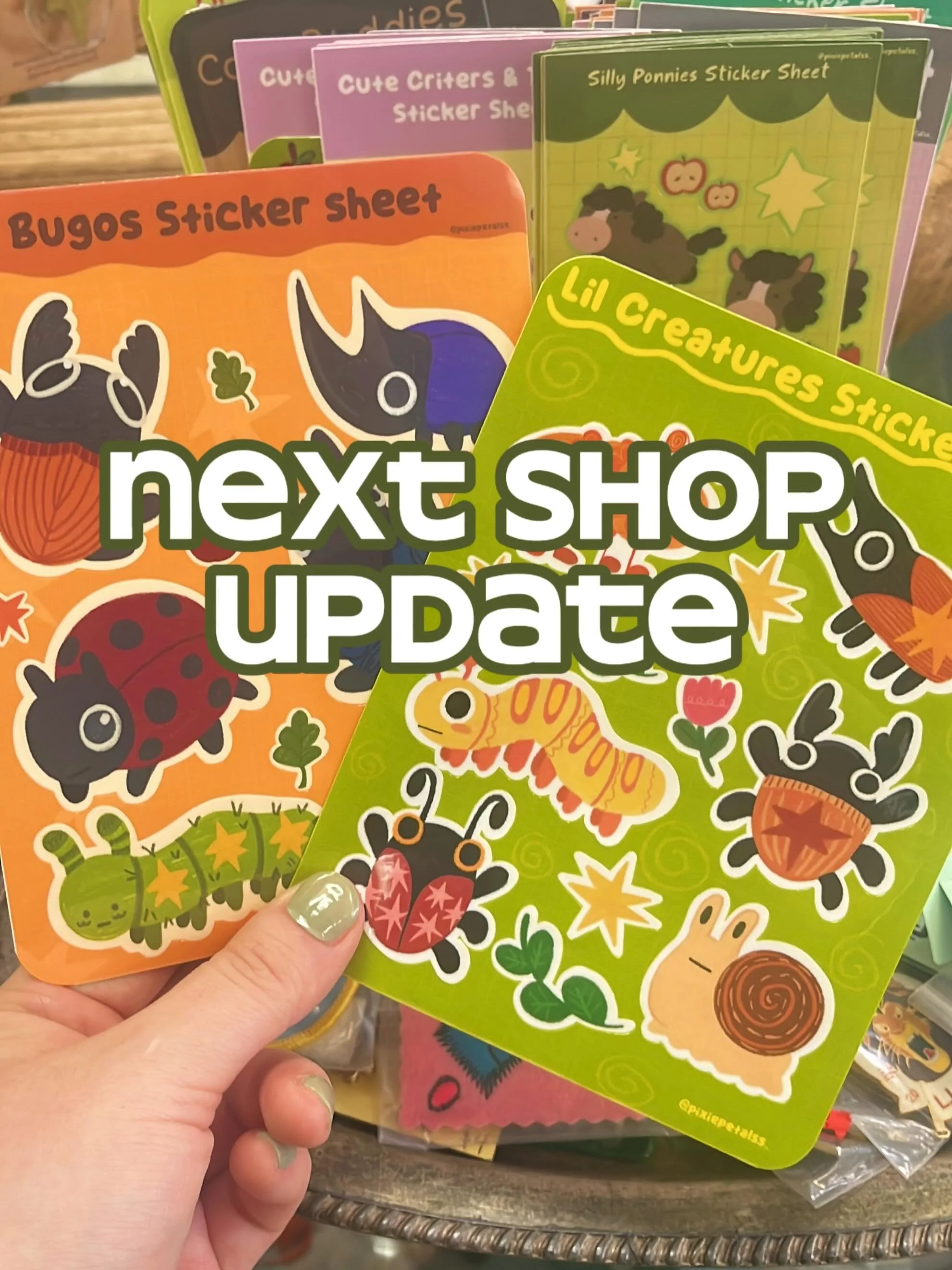 Sneek peak on the items I will be adding to my next shop update🤭✨💚 They are already available at @circle_rva but will be available in my online shop starting june 22nd✨ #cutestickers #smallbusinesslove #stickershop #stickers #smallbusiness