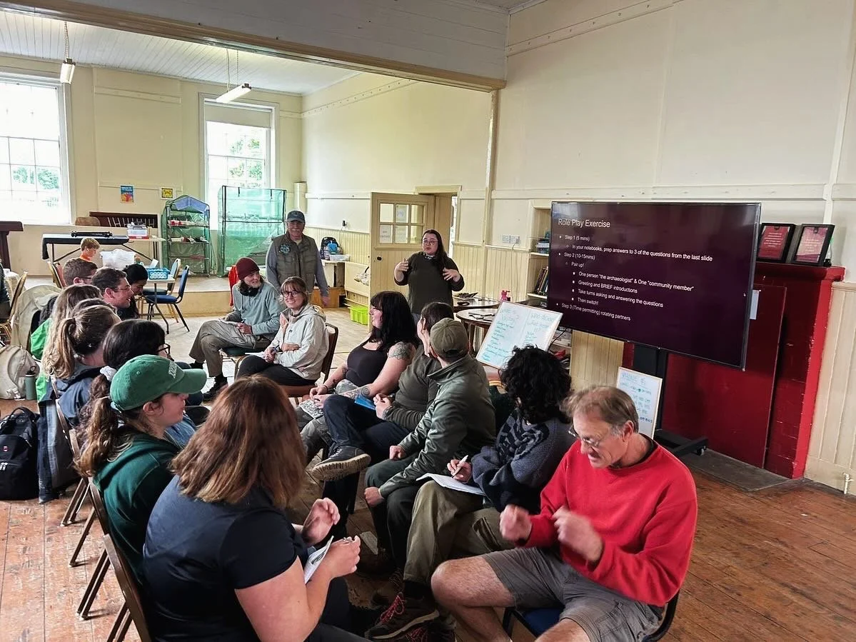 Wendy leading field school students in a public outreach exercise in Ballintubber, Ireland. 
