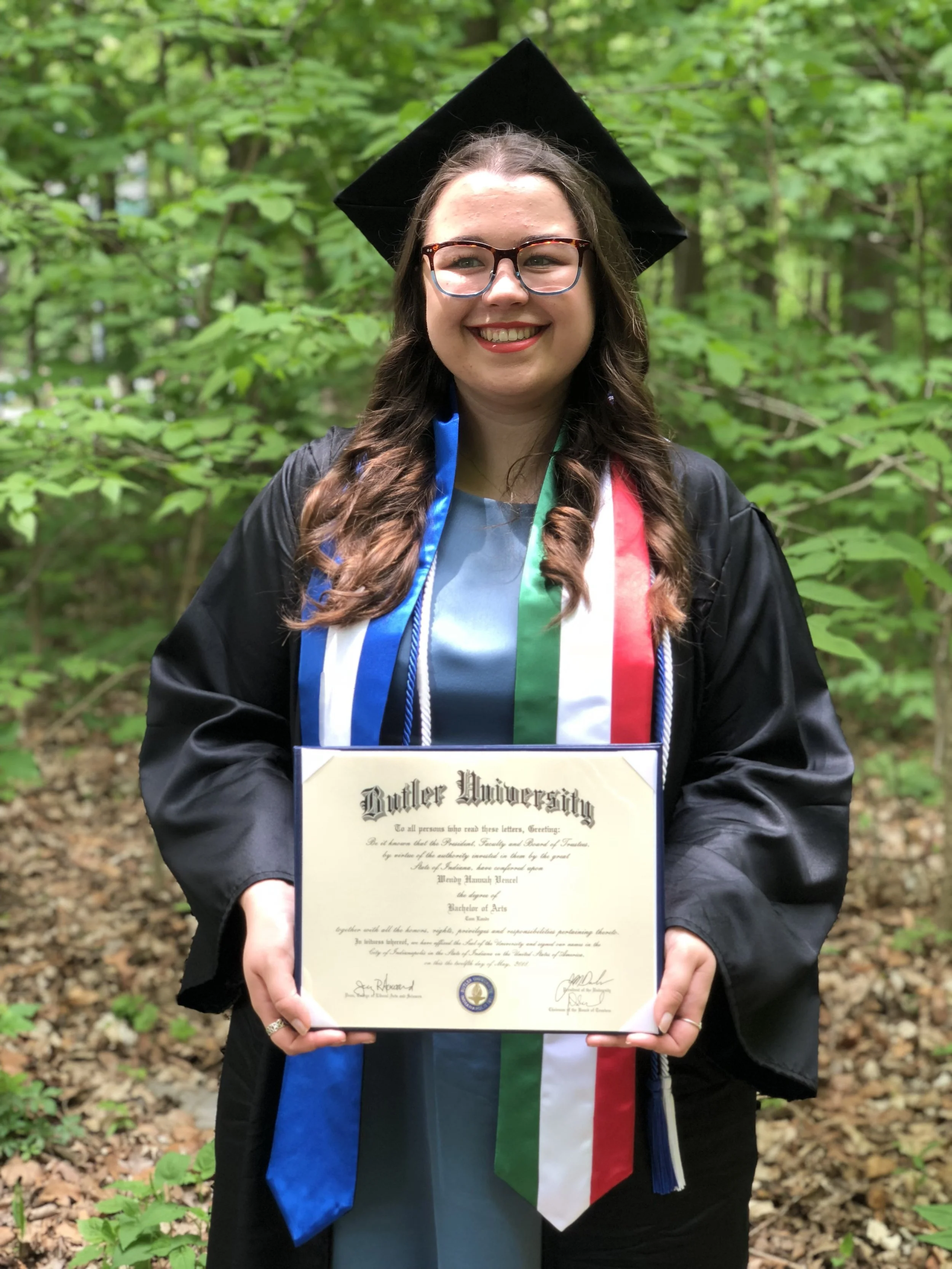 Wendy graduating from Butler University, 2018.