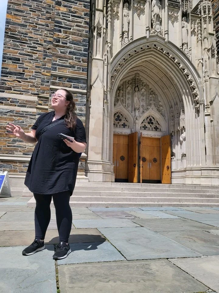Wendy leading at tour of Duke Capel at Duke University in Spring 2023. 