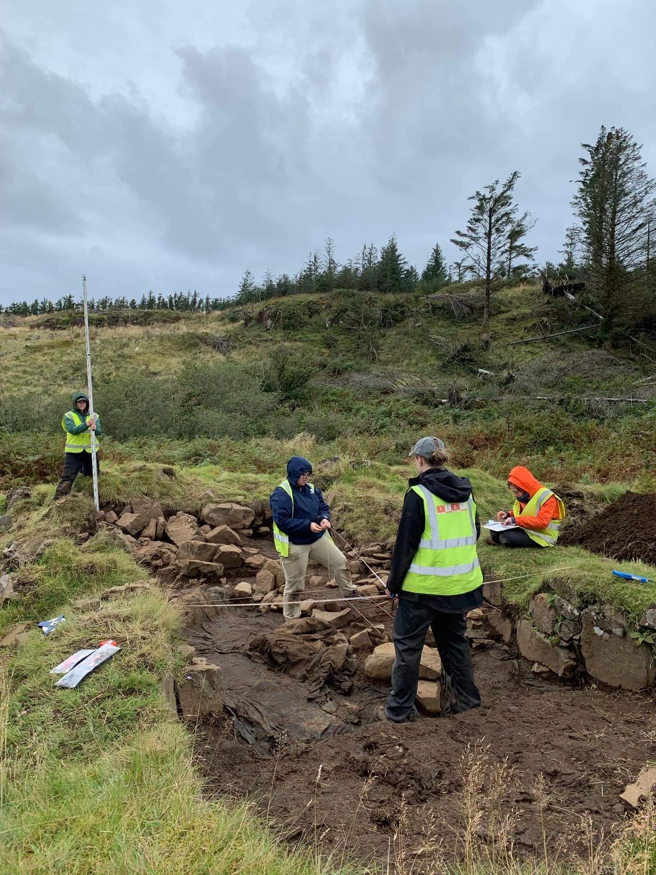 Wendy and colleagues during excavation of Kildavie site on the Isle of Mull, 2019. 