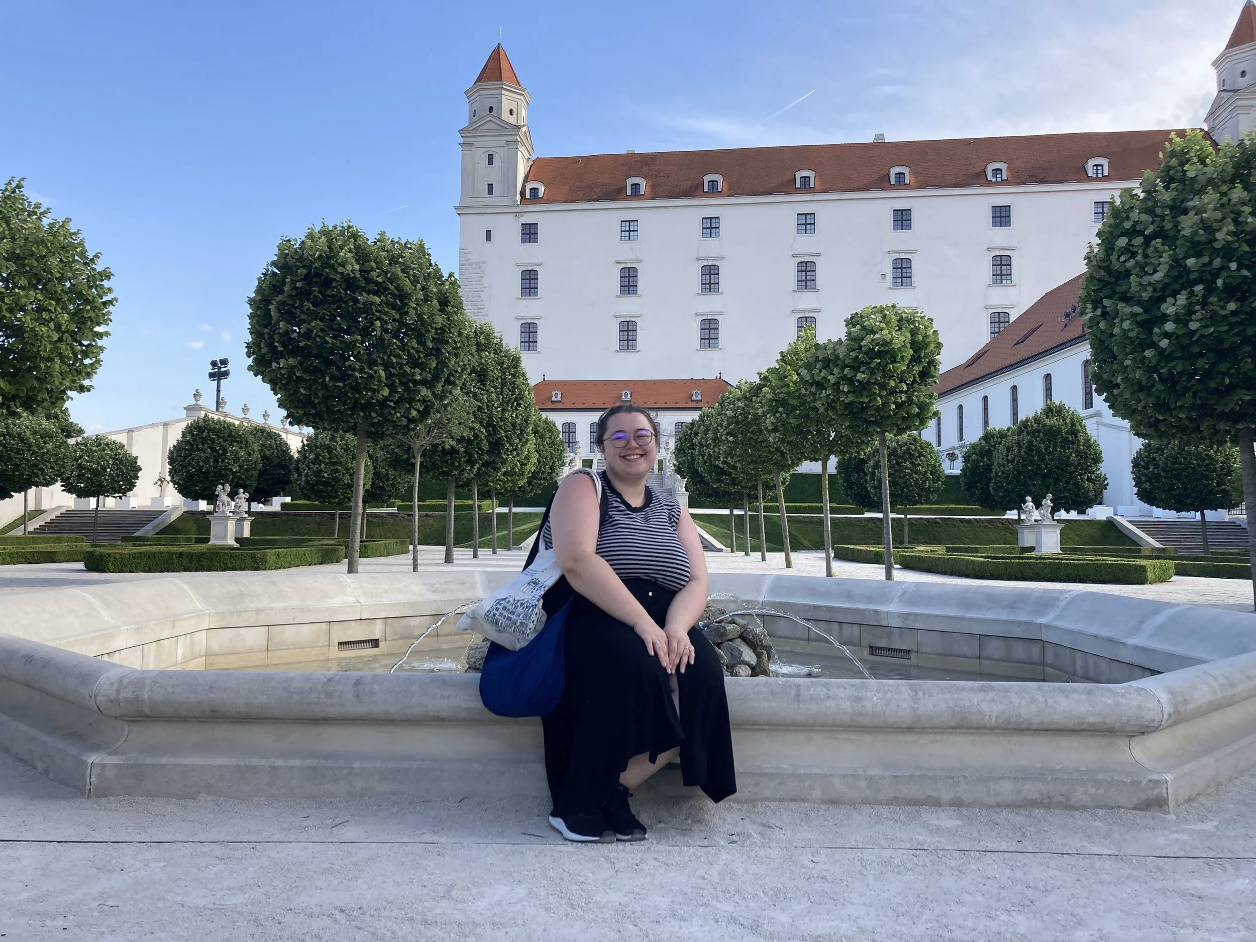 Wendy at Bratislava Castle in Bratislava, Slovakia in 2023. 