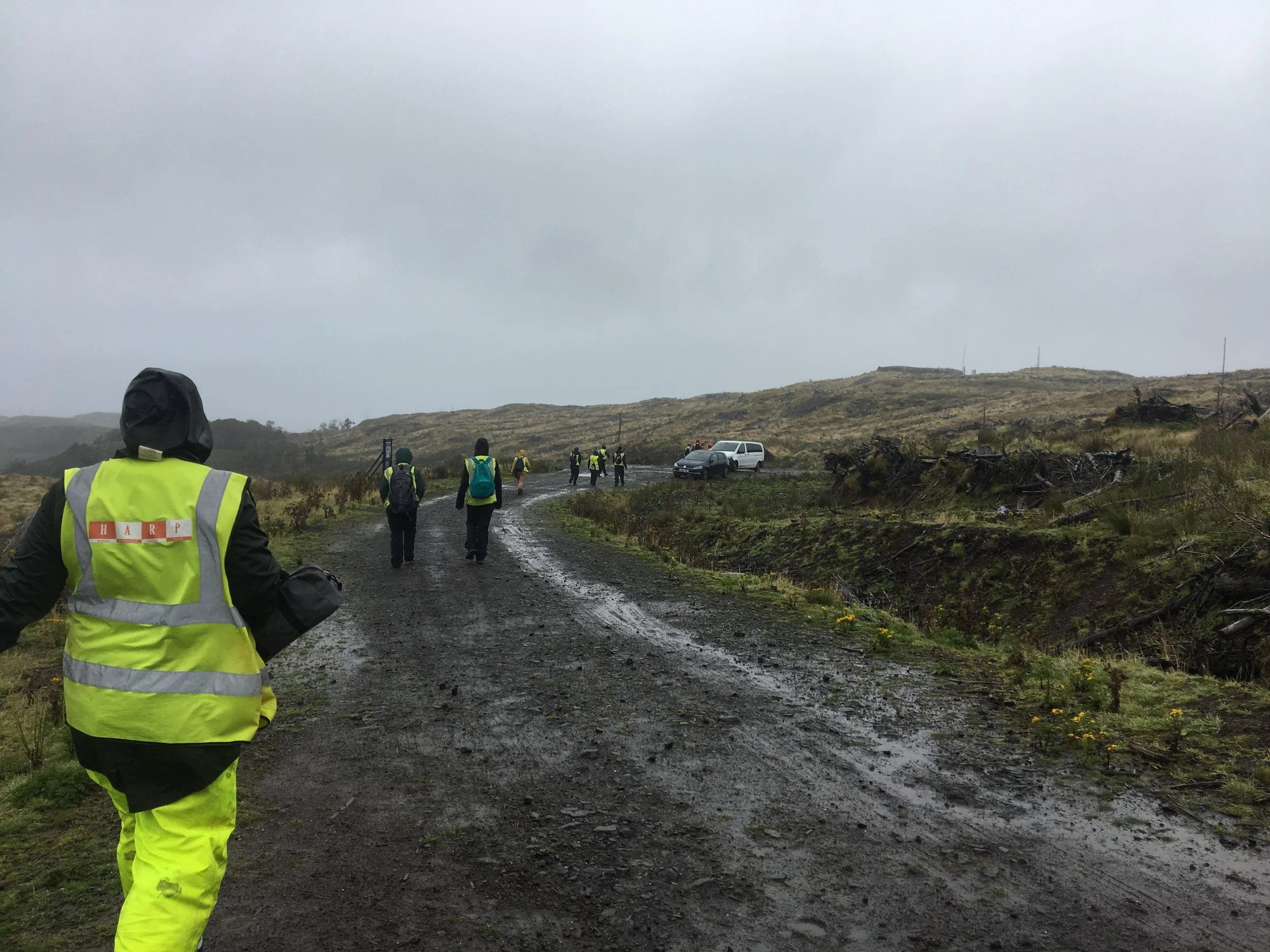 Wendy walking out to the excavation site on the Isle of Mull, Scotland in 2019. 
