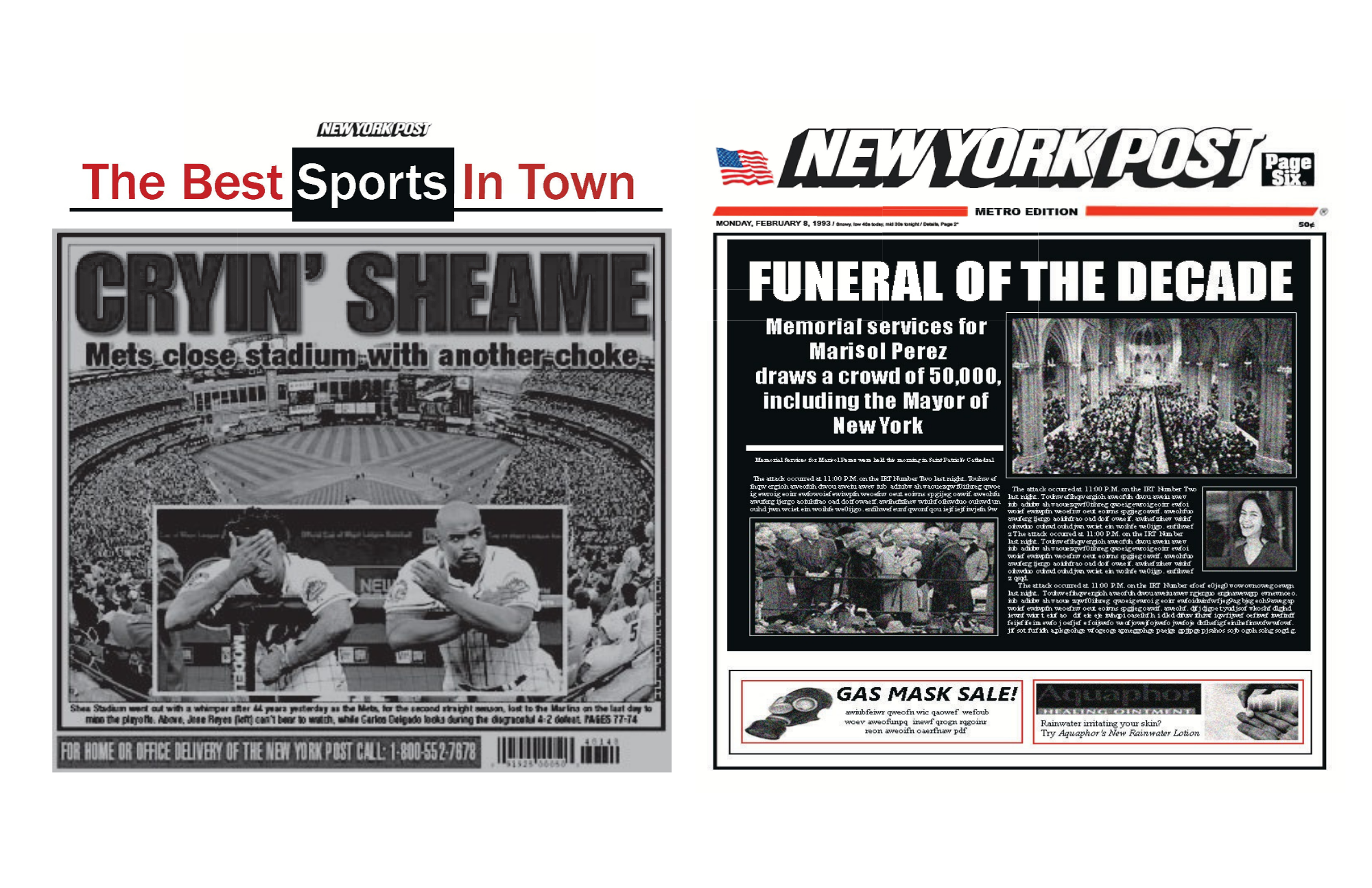 Custom New York Post newspaper prop for Marisol, 2021. Created in Photoshop and printed on newsprint.