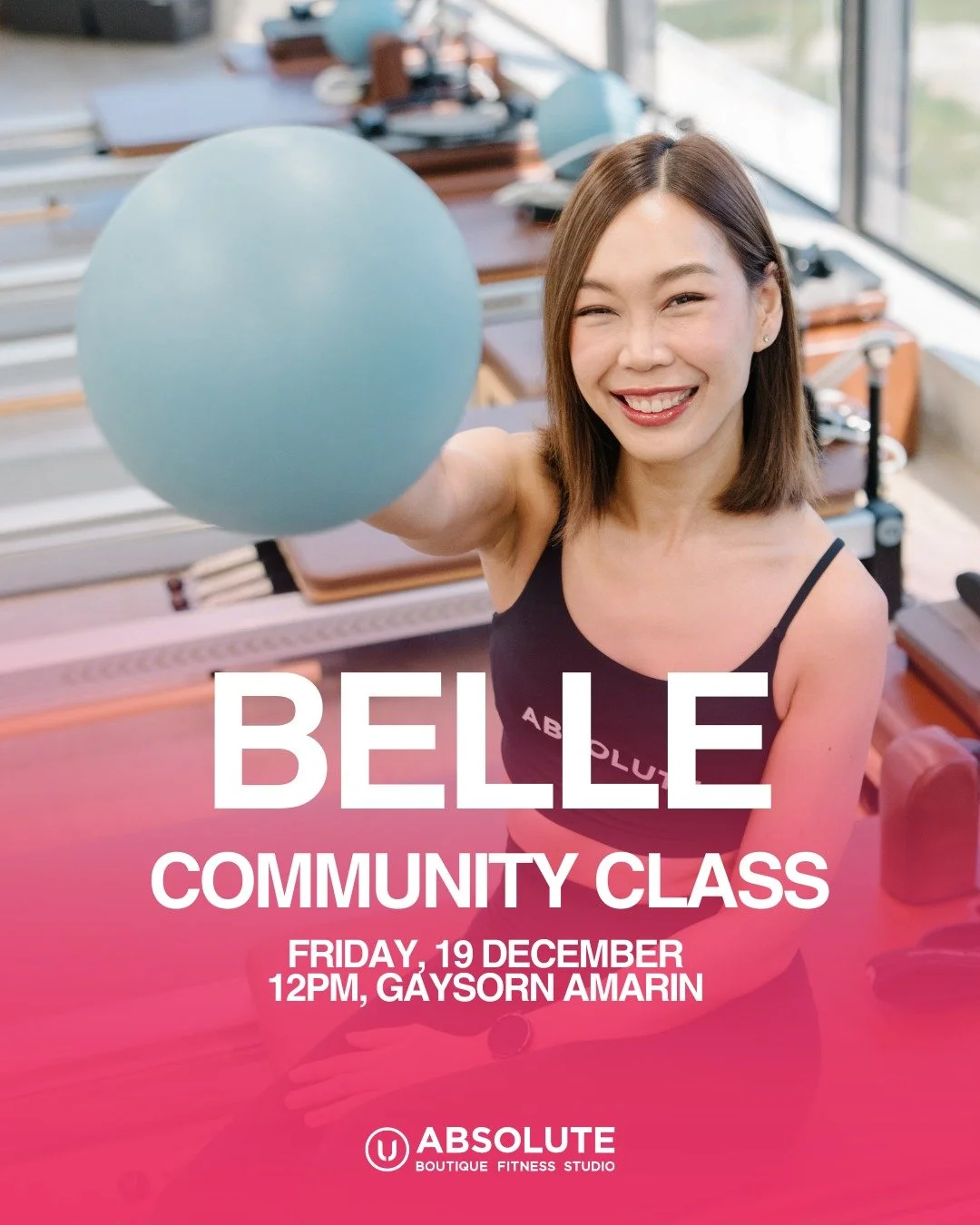 🎉 Our newest addition to the ABSOLUTE instructor family

ยินดีต้อนรับ ครูเบลสู่ Absolute Pilates team!
มาเข้าคลาสแรกของครูเบลเพื่อเพิ่มความยืดหยุ่น
เสริมความแข็งแรงให้ร่างกายกัน!

📱 เข้าร่วมคลาสฟรี .. รีบจองด่วนก่อนเต็ม! 👍
วันศุกร์ที่ 19 ธันวาคม เ