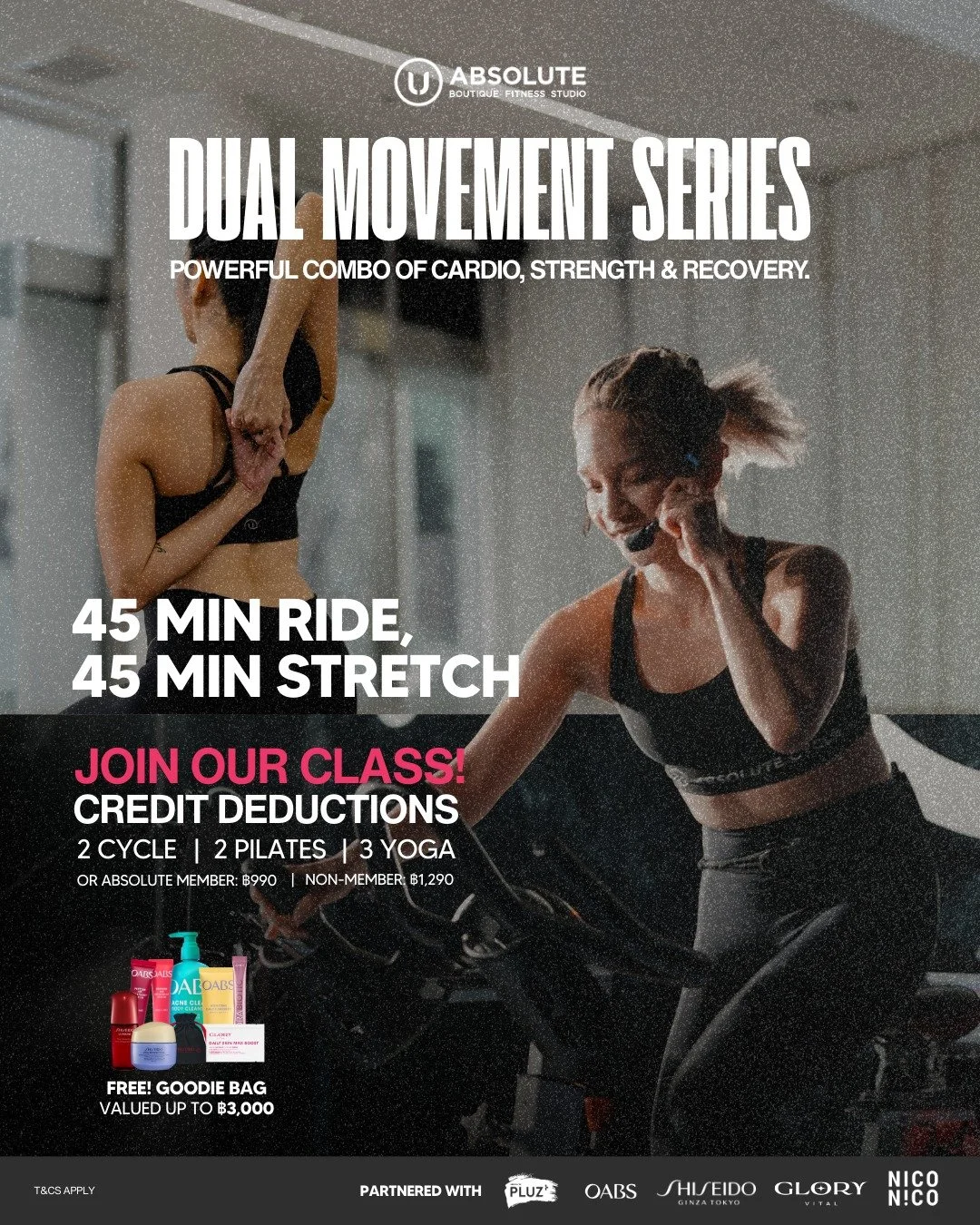 Book now for special class !!

เตรียมพบกับความสนุกคูณสองในคลาส Dual Movement! การรวมตัวที่ลงตัวที่สุดสำหรับสายปั่น: เบิร์นให้สุดเหวี่ยงแล้วฮีลร่างกายด้วยการยืดเหยียด พร้อมอัปเกรดความแข็งแรงไปอีกขั้น

🔥 Rhythm Cycling 45 mins &amp; Yoga 45 mins
คลาสท